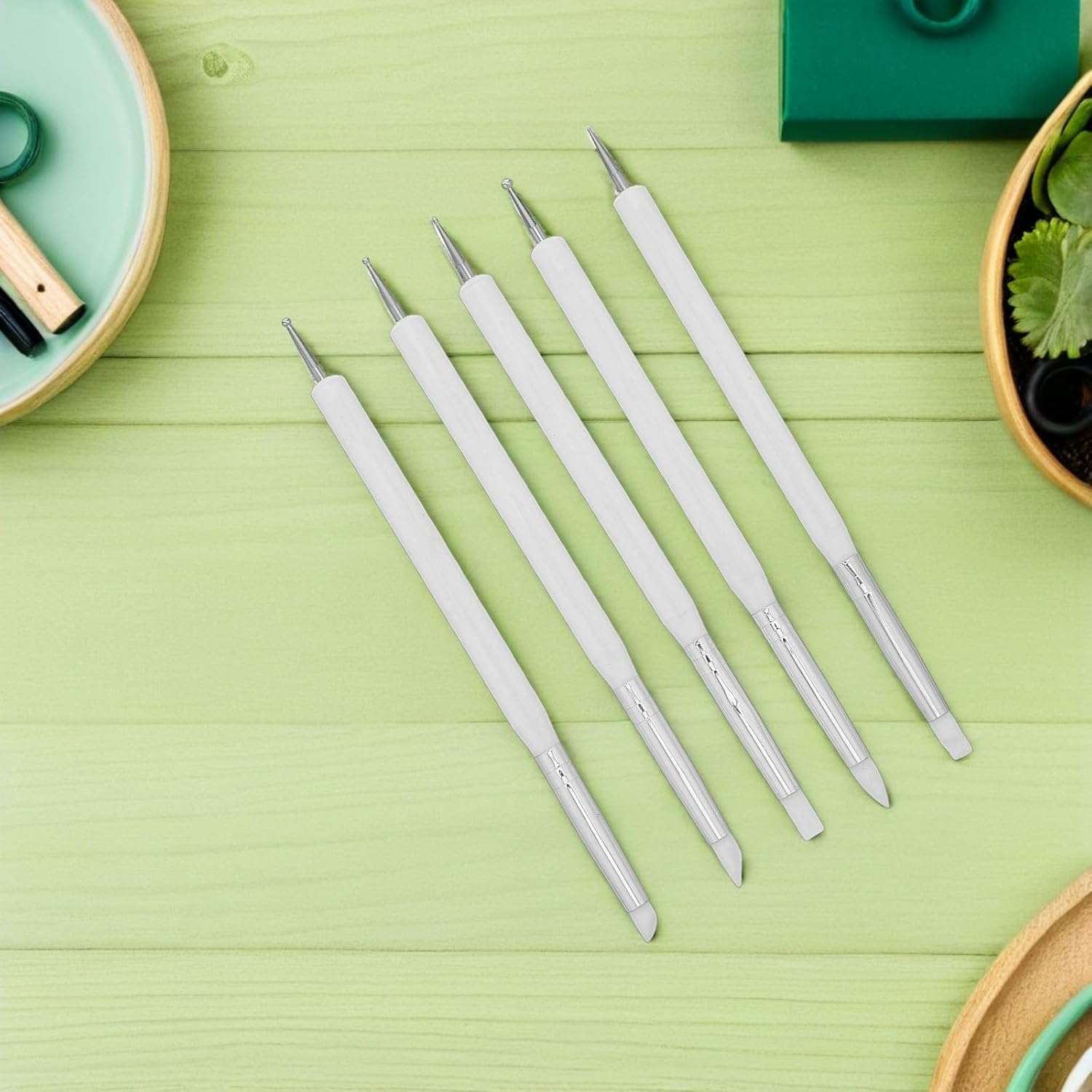 5pcs Silicone Polymer Clay Sculpting Tools Dual End Carving Pen Brush