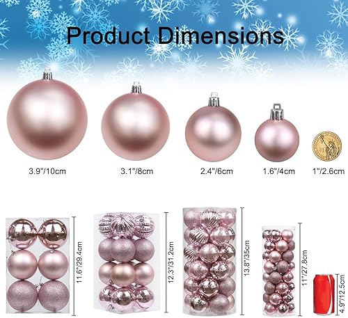 Miniatura 5 de Juego de adornos de bola de Navidad de 2.36 pulgadas, irrompibles, 30 piezas para árbol de Navidad, Halloween, boda y decoración de fiesta