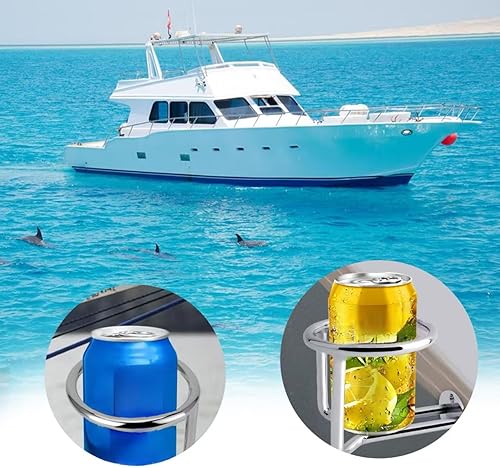 Miniatura 7 de Soporte para vasos de acero inoxidable de grado 304 para barco, resistente, para bebidas acuáticas, yates marinos, camiones (2 unidades)