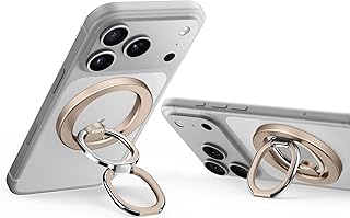 ESR スマホリング マグネット Magsafe リング スマホ落下防止 HaloLock マグセーフ 対応 スマホリングホルダー 指リング バンカーリング 磁石 スマホグリップ 角度調節可能 スマホスタンド 折り畳み iPhone Air 17 Pro Max 16e 16 15 14 13 12、Samsung、Pixel 10、Android全機種対応 メタルリング2個付き チタンゴールド
