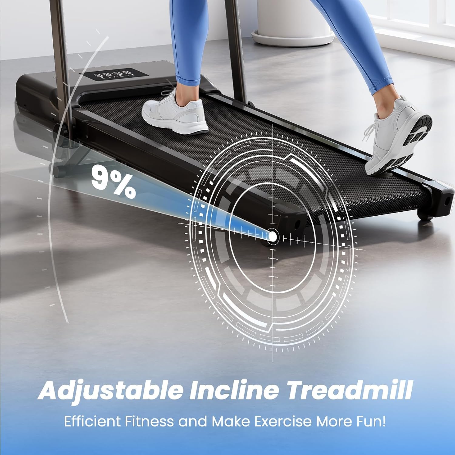 Superun Walking Pad Treadmill with Incline and Handle Bar, 3.0 HP Foldable Treadmills 300LBS Capacity Folding Walking Pad 3 in 1 Under Desk Treadmill Remote Control with APP
