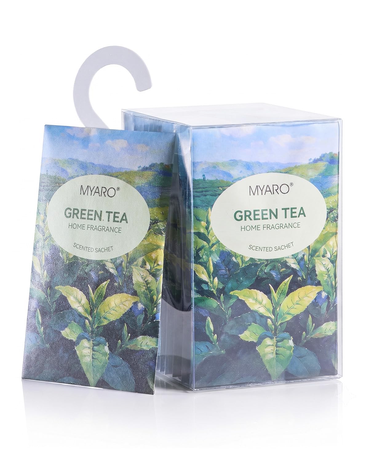MYARO 12Pcs Green Tea Sachets Hanging Car Air Freshener, Closet Deodorizer