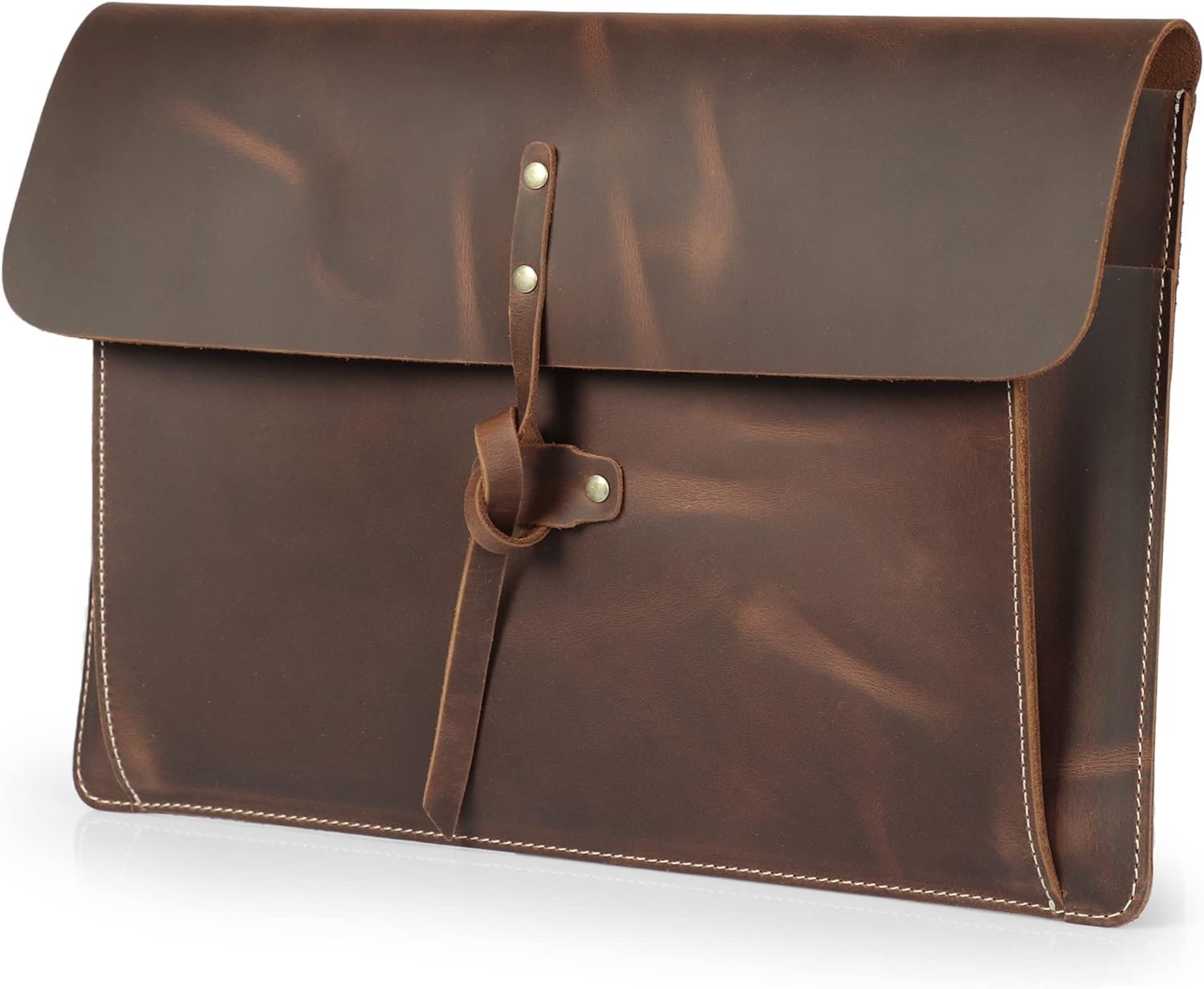 Real Grain Leather MacBook Pro and MacBook Air Case, Front Pocket & Flap Closure - 16 Inch - 15 Inch - 15.5 Inch (M4, M3, M2, M2, M1, Pro & Max) 2020 to 2024 Models