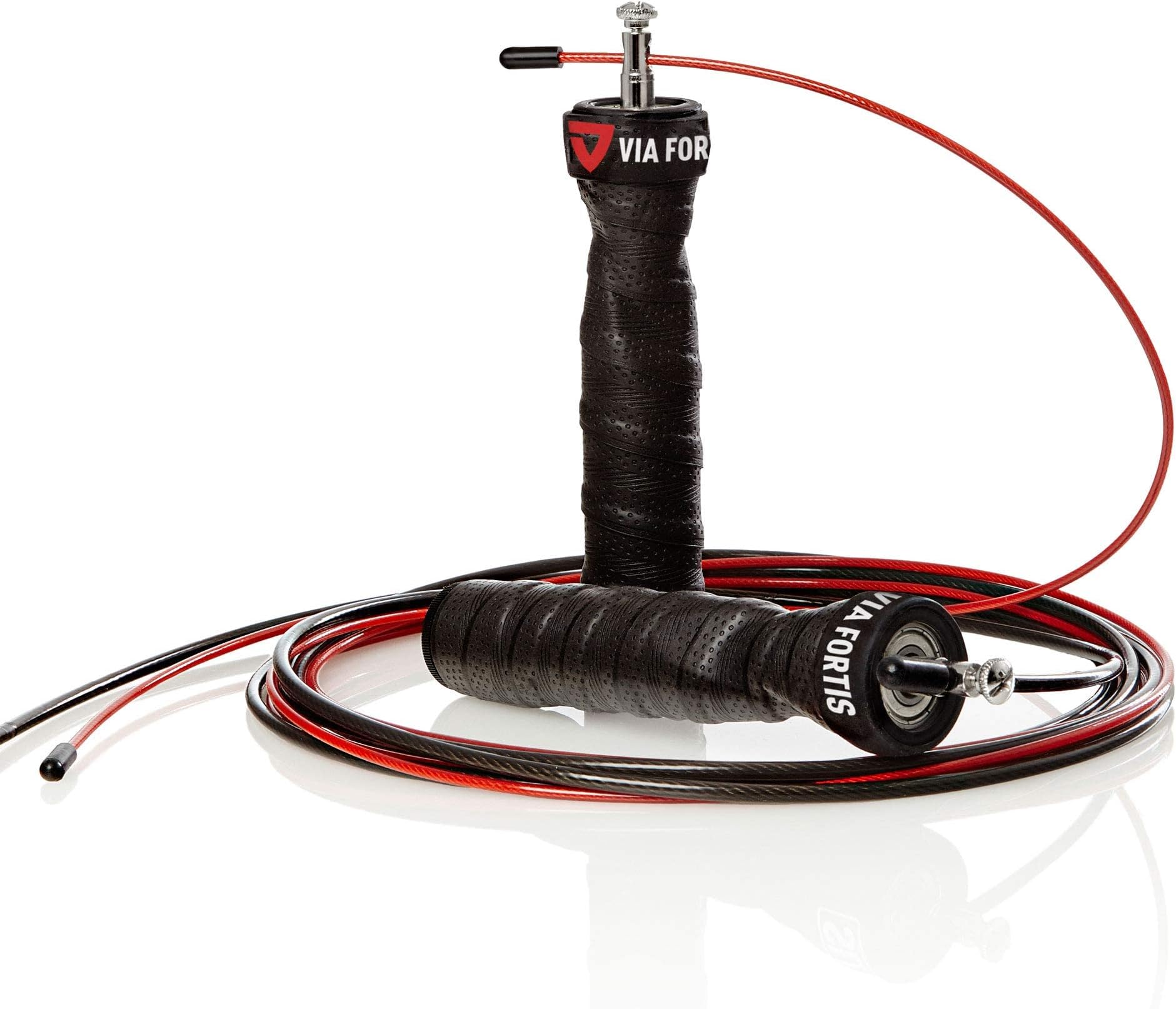 VIA FORTIS Professional Jump Rope with Weights - Speed Rope for Calisthenics, CrossFit, Boxing, Muay Thai, Fitness and many more. - Jump Rope with Ball Bearing, Steel Ropes and Bag for all Body Sizes.