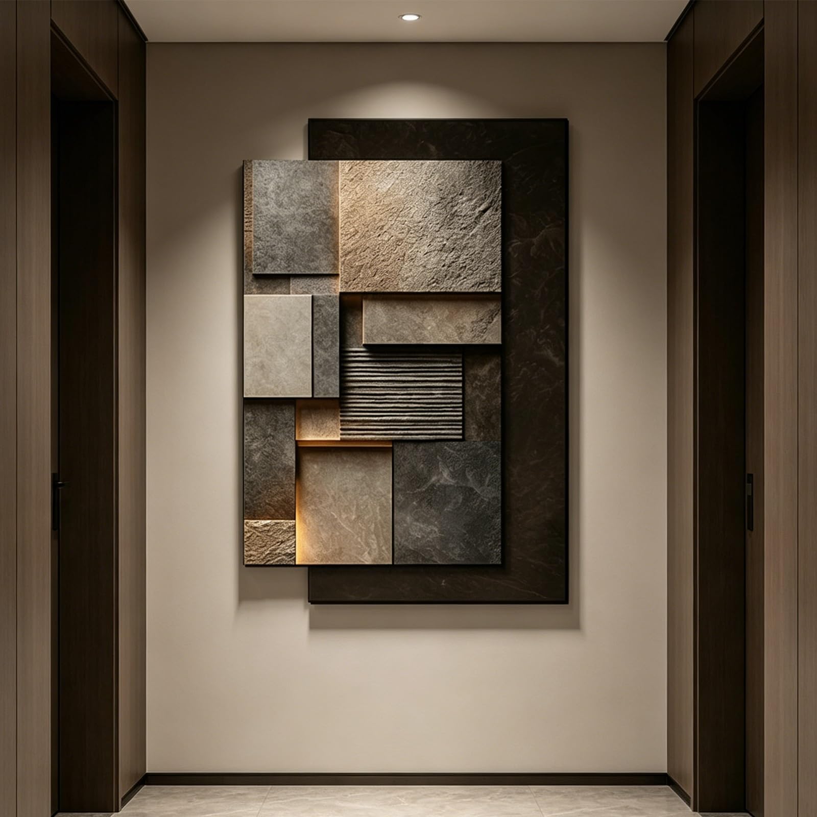 PGZMDTWI 3D Sandstone LED Remote Abstract Vertical Sculpture,Modern Living Room Entryway Hallway Wall Ornament(C,100 * 150CM 9.4 * 59.1IN)