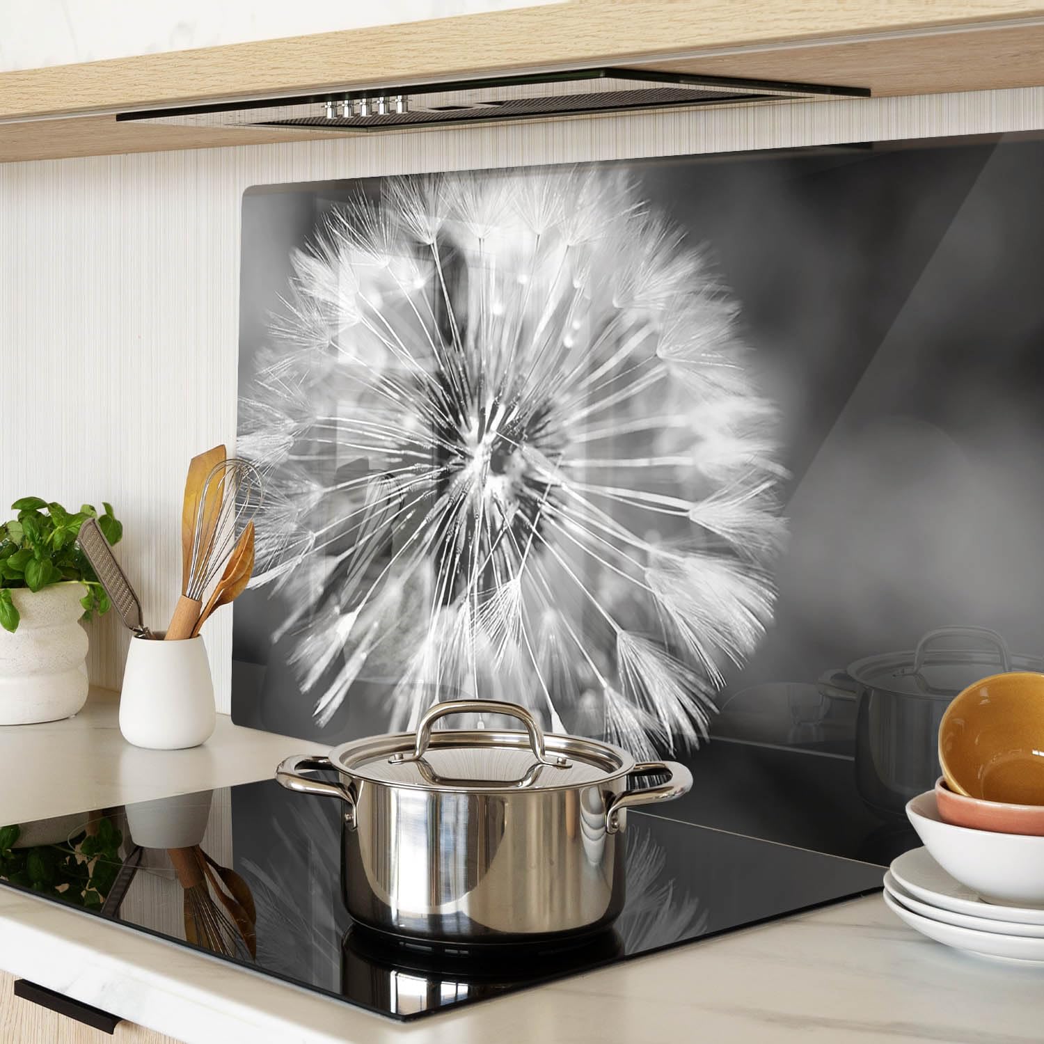 Tagliere Vetro Temperato 80x52 cm Antigraffio con Piedini Antiscivolo Rettangolare Resistente al Calore Facile da Pulire da Cucina con Stampe Durevole e Igienico - Motivo con dente di leone