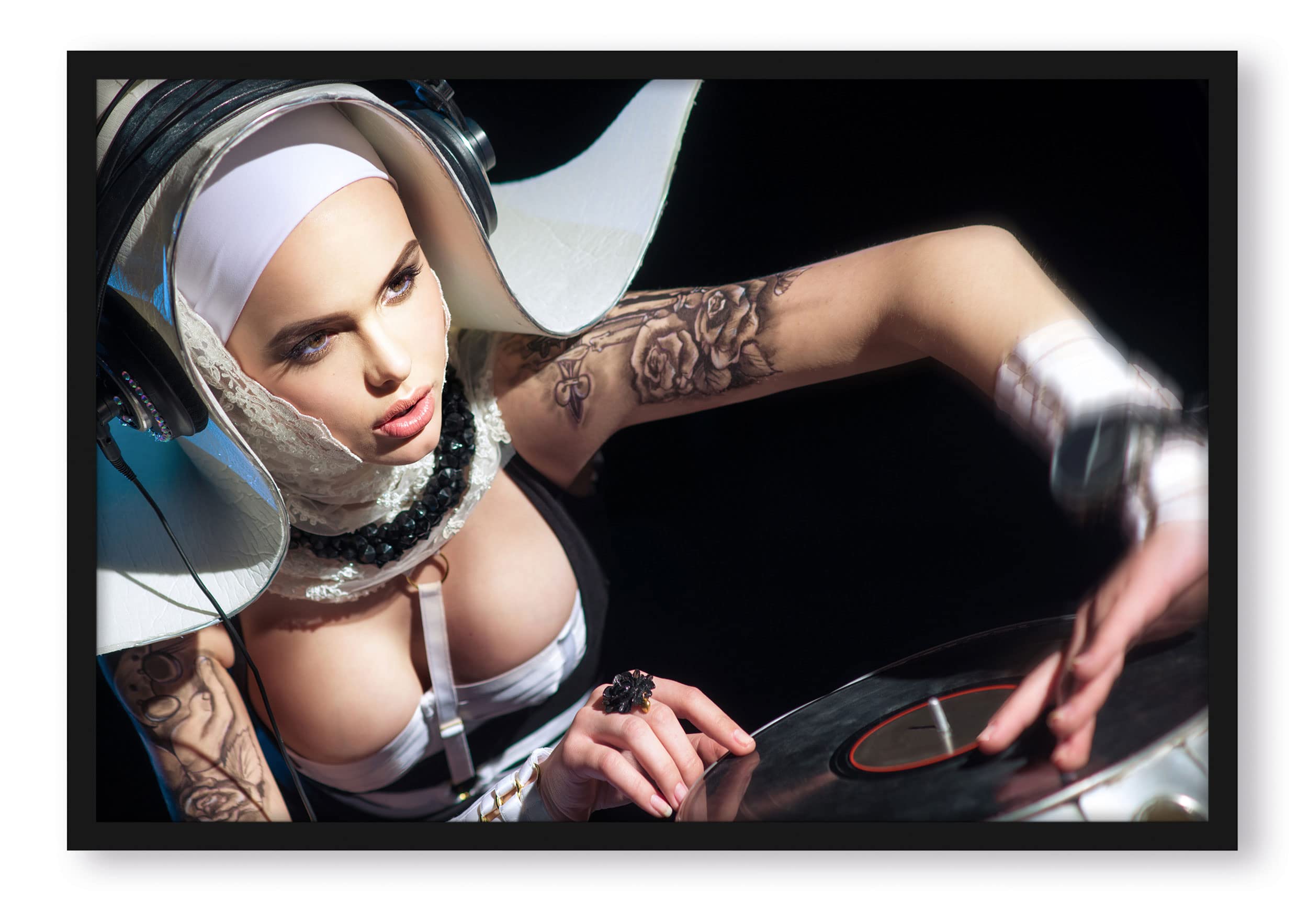 Poster da donna tatuata, con cornice, 100 x 70 cm