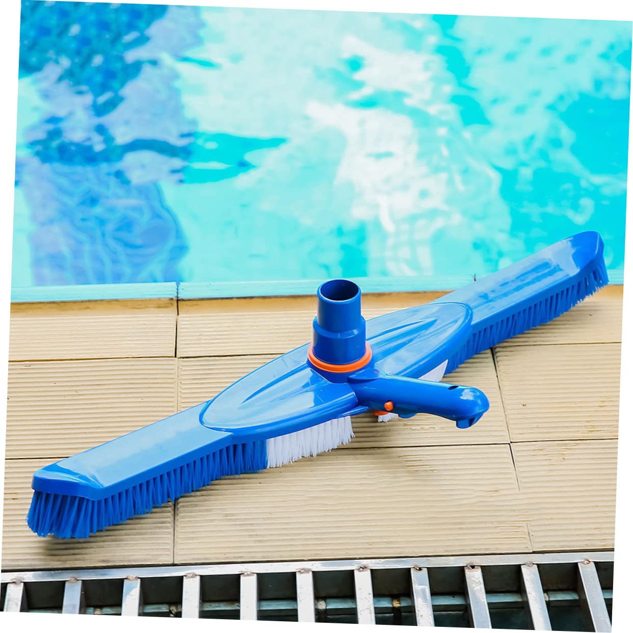 HEMOTON Brosse Aspirante Piscine Robuste 20 Pouces à Poils Rigides en Plastique et Aluminium pour Nettoyage Murs et Sols Piscine Extérieur