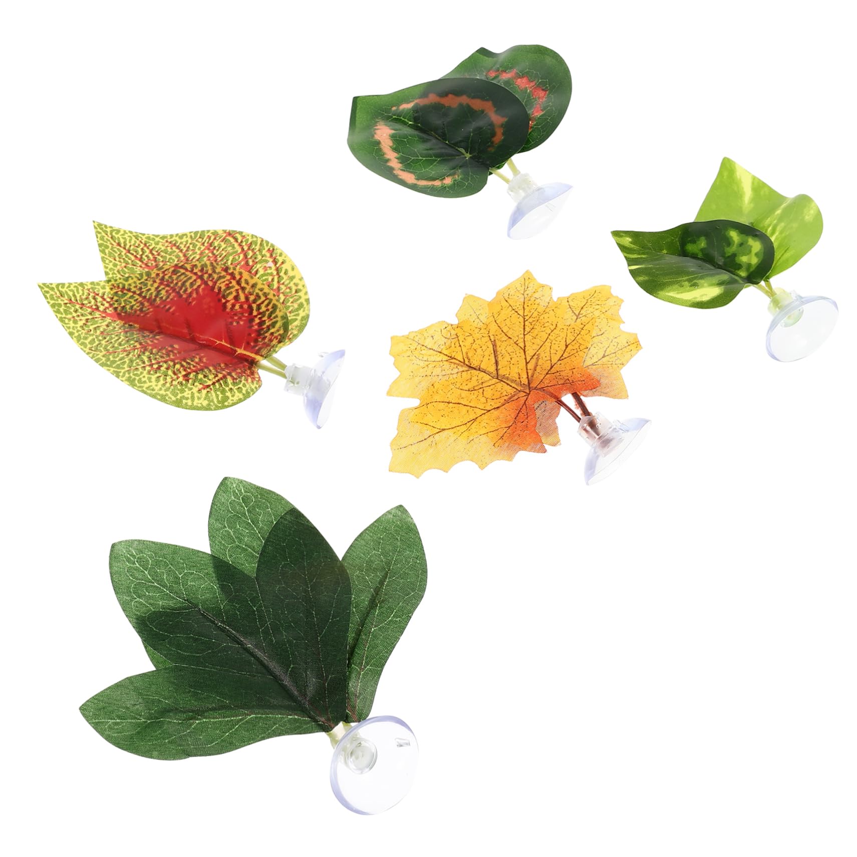 Abaodam 5Pcs Artificial Reptile Plants for Terrarium Realistic Fake Leaves Decor for Snakes Lizards and Turtles Easy Installation and Dynamic Environment Creation