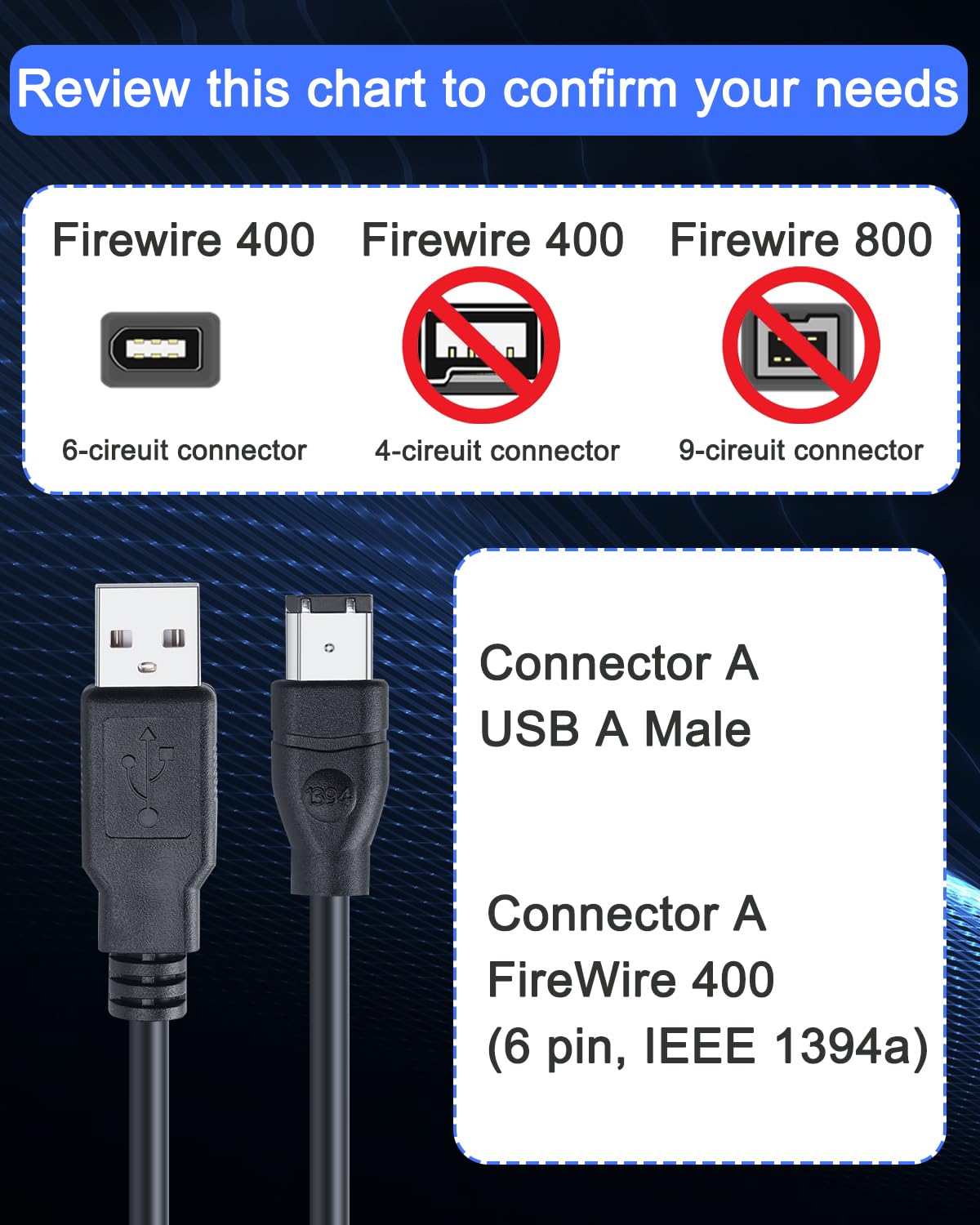 Amazon.com: HATMINI 6FT Firewire 6Pin to USB Adapter Cable，USB