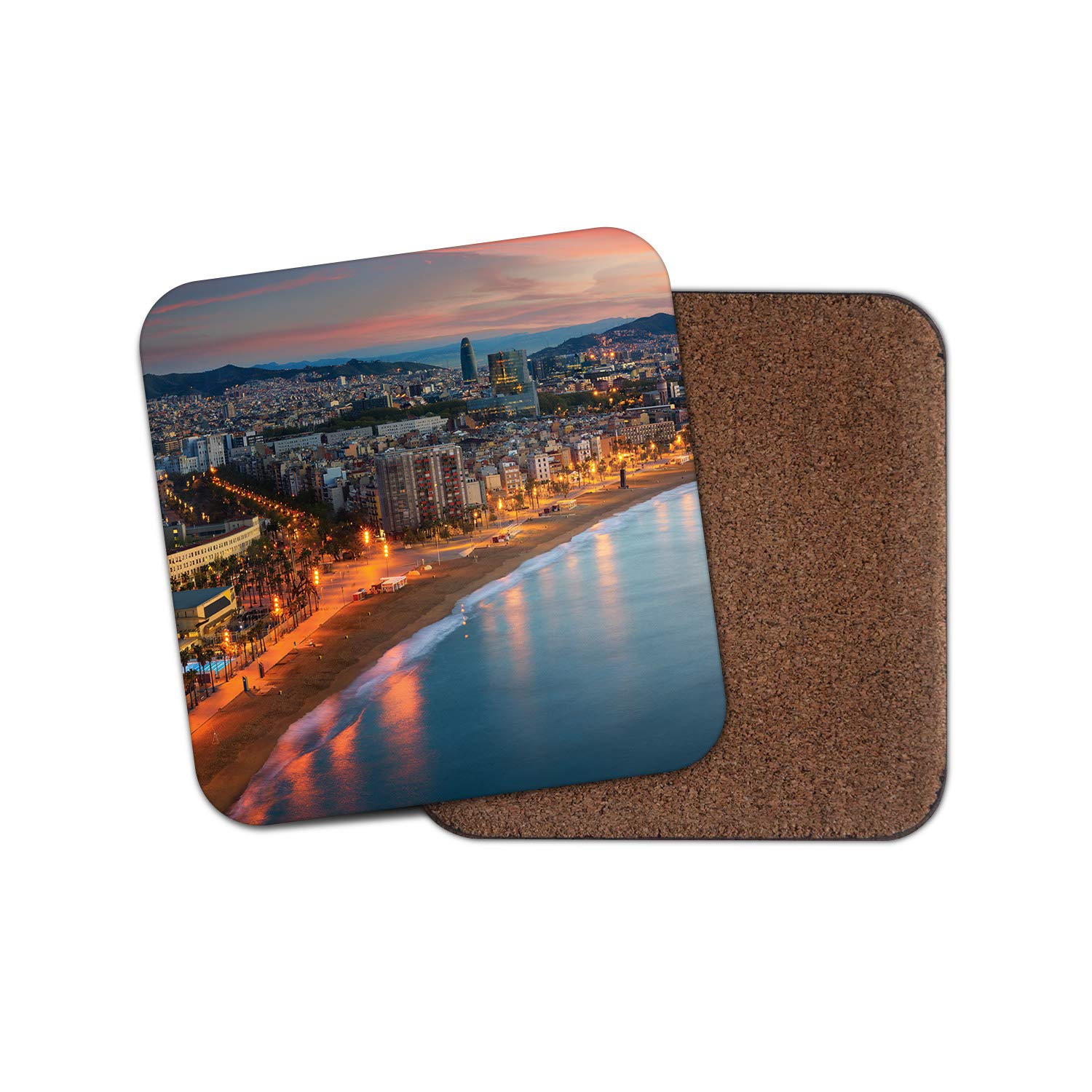 1 x Barcelona City Coastline Coaster - Spain Holiday Travel Beach Sea #14928