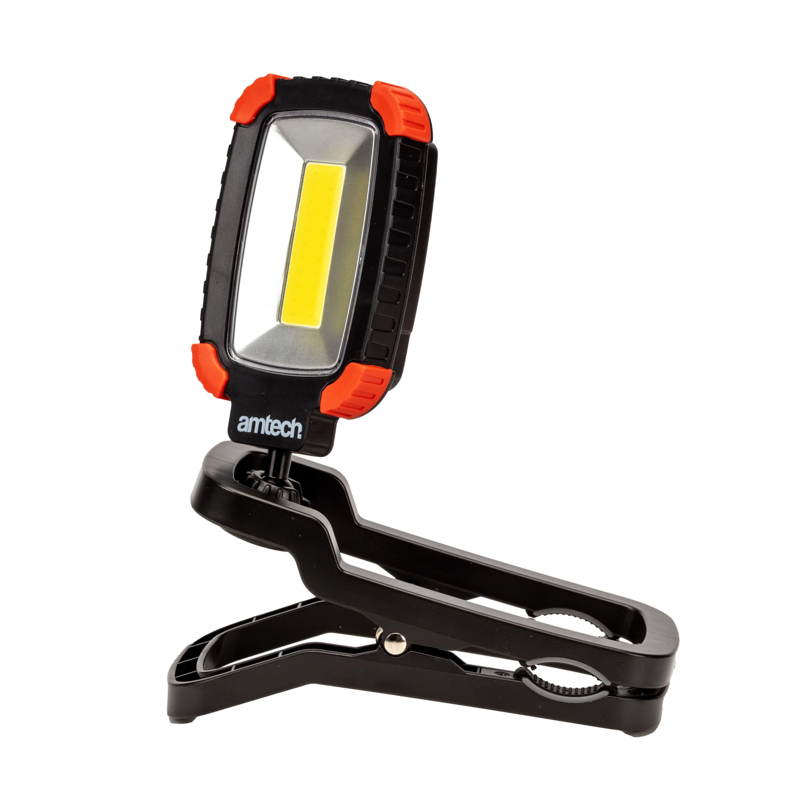 Amtech - COB Mini Worklight with Clip for Home DIY, Workshops, and Outdoor Activities, Super Bright with 2 Lighting Modes, 360𐩑 Rotation, Cordless and Portable, Rechargeable (5W)