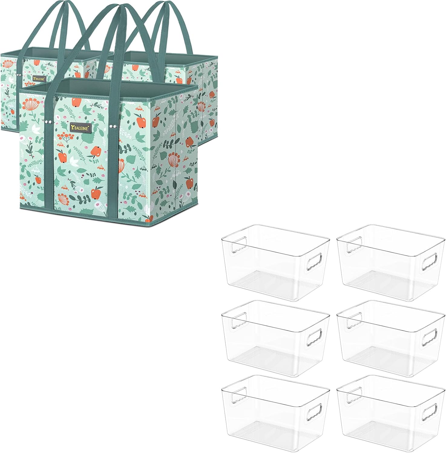 Amazon.com: BALEINE 3Pk Reusable Grocery Bags+ 6 PK Refrigerator ...