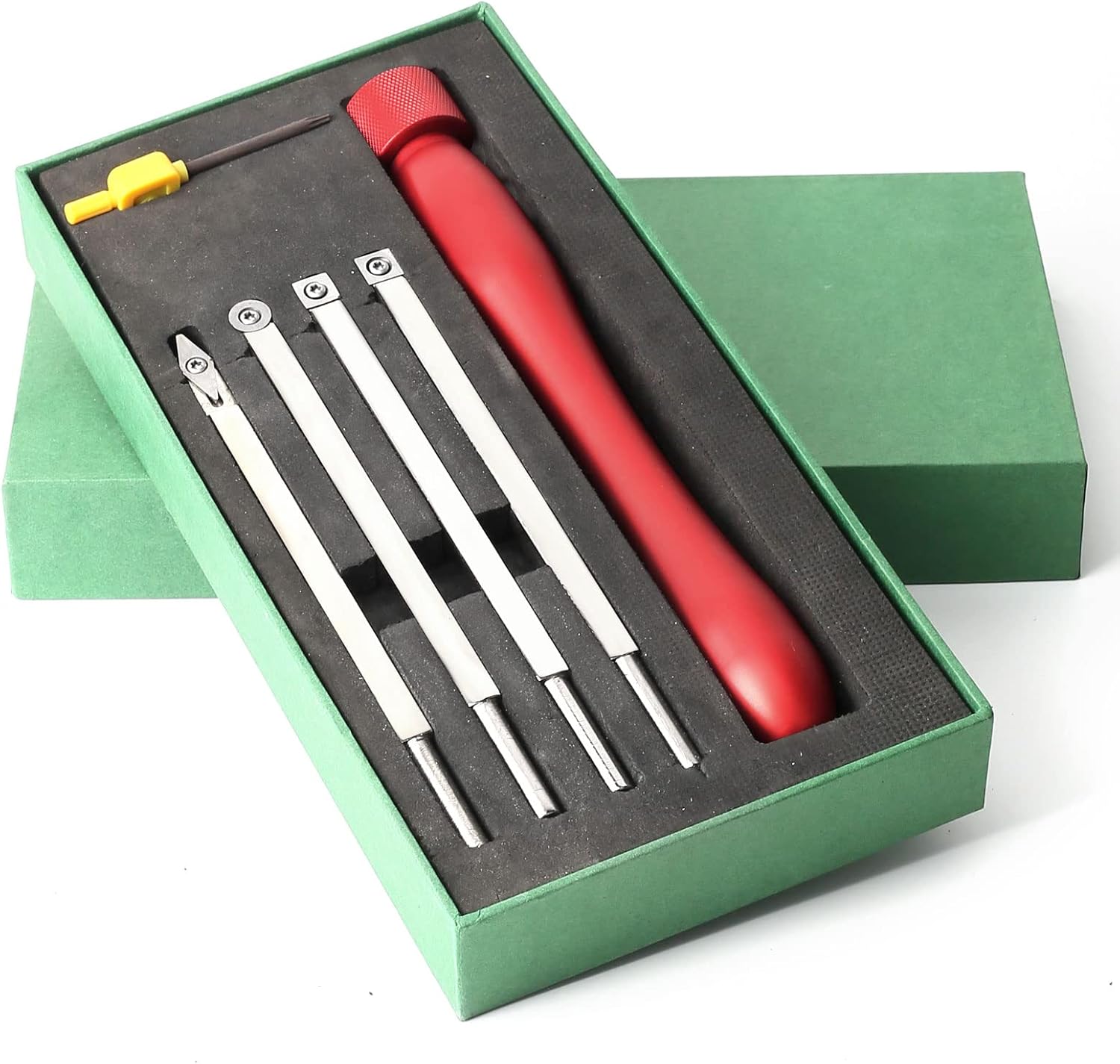 FJL FORCE Lathe Tools, Qucik Replacement Wood Lathe Tools of Solid Aluminum Bar Handle Carbide Lathe Tools, Carbide Turning Tools Set of 4, Mirror Polishing Wood Turning Tools-Bright Red - - 
