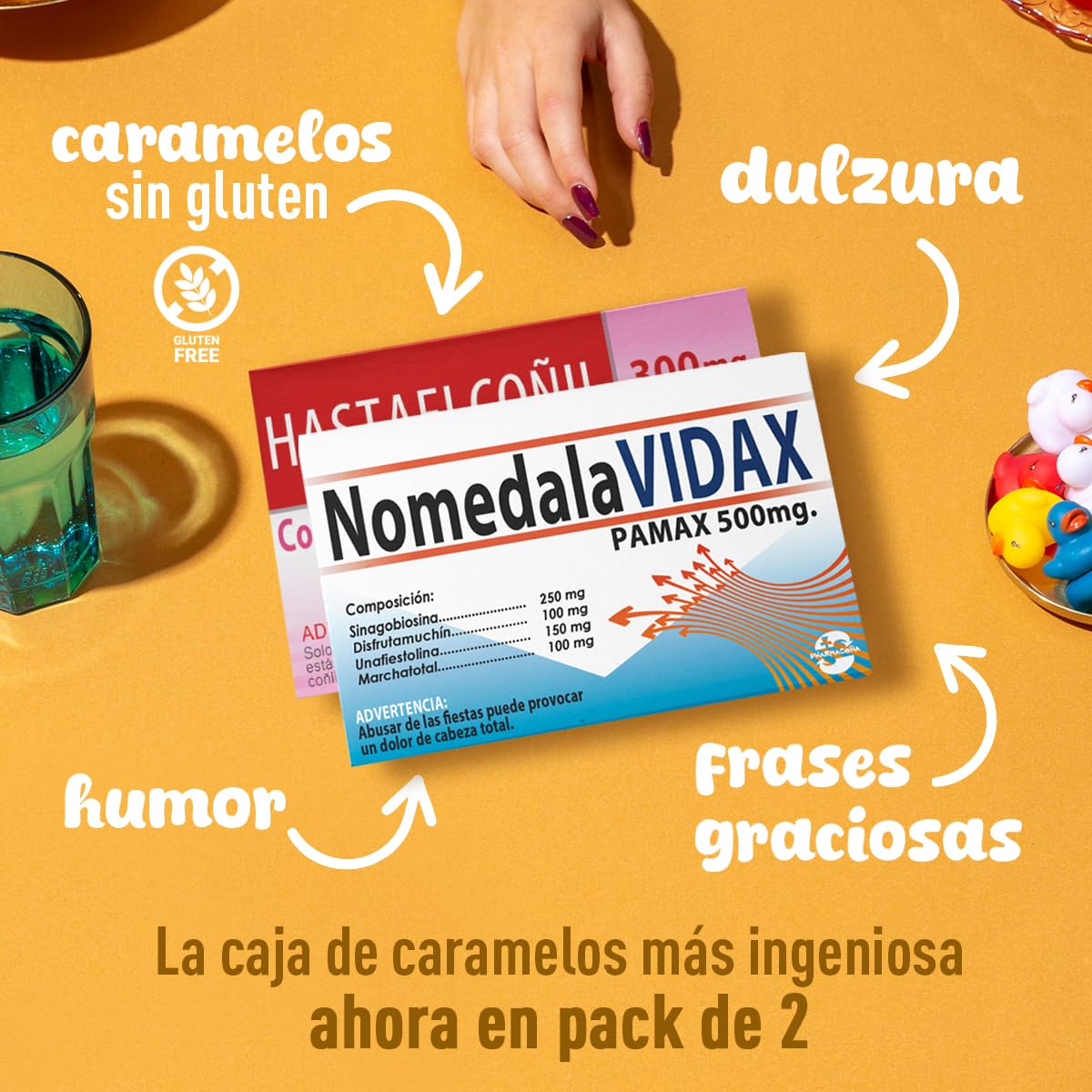 PHARMACOÑA HASTAELCOÑIL NOMEDALAVIDAX Pack 2 Cajas Caramelos de Broma Divertidos Regalos Graciosos para Adultos