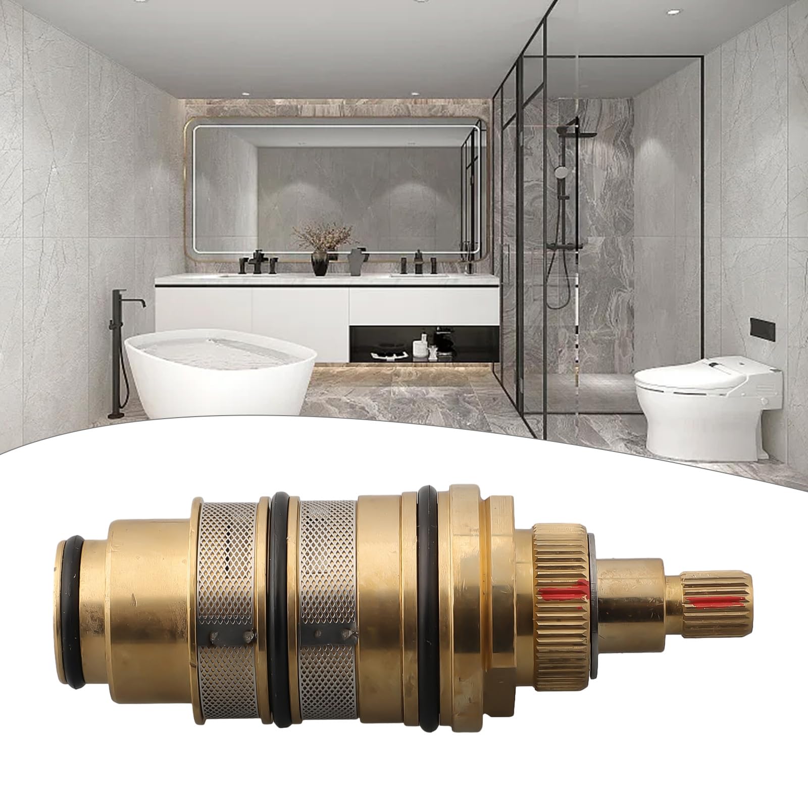Whychstore Cartouche thermostatique universelle en cuivre avec contrôle de la température - Valve de douche en laiton pour divers appareils de barre de douche, NOUE68BW17ZZWWKU70706WF23360