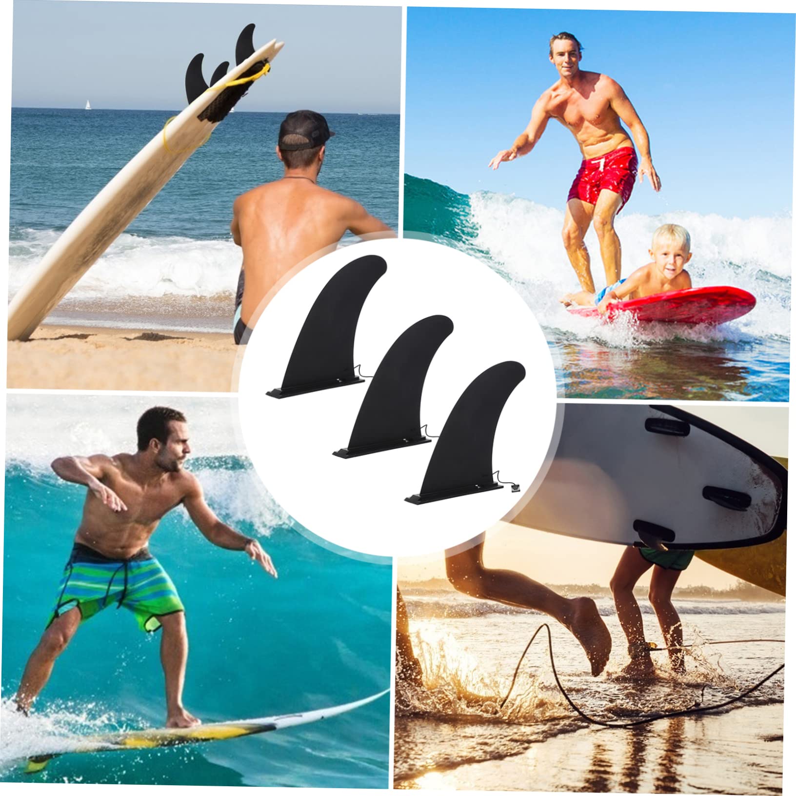 Aileron Central Amovible pour Planche de Surf, Nylon Renforcé, Fixation à Clip, Lot de 3, pour Virages Rapides et Équilibre