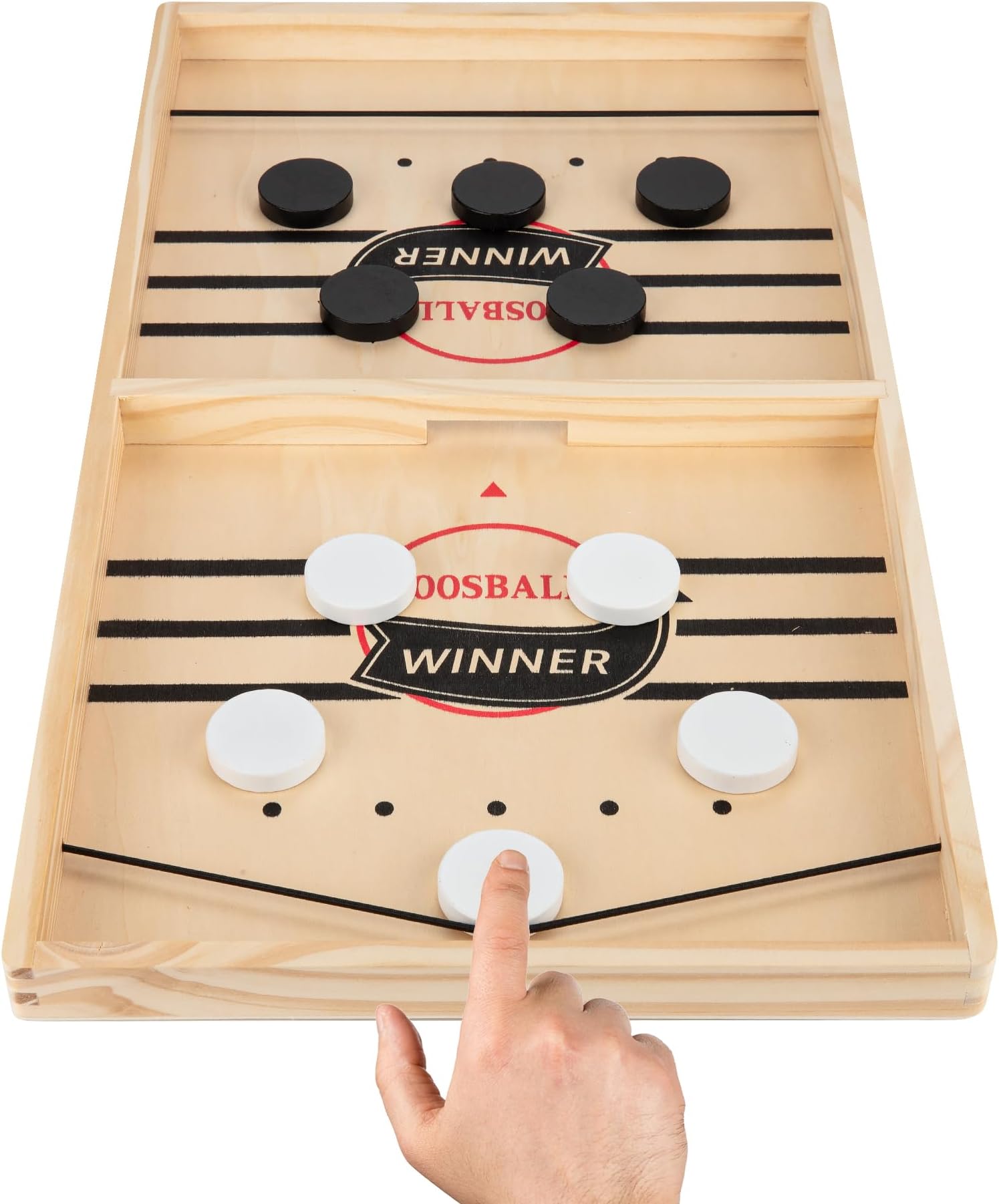 Kongwal Large Sling Puck Game - Foosball Winner Board, Wooden Hockey Table, Fast Paced Slingshot Battle - Speed String Puck for Kids, Adults & Family Party, 2, 54.9 x 30 x 3.2 Cm