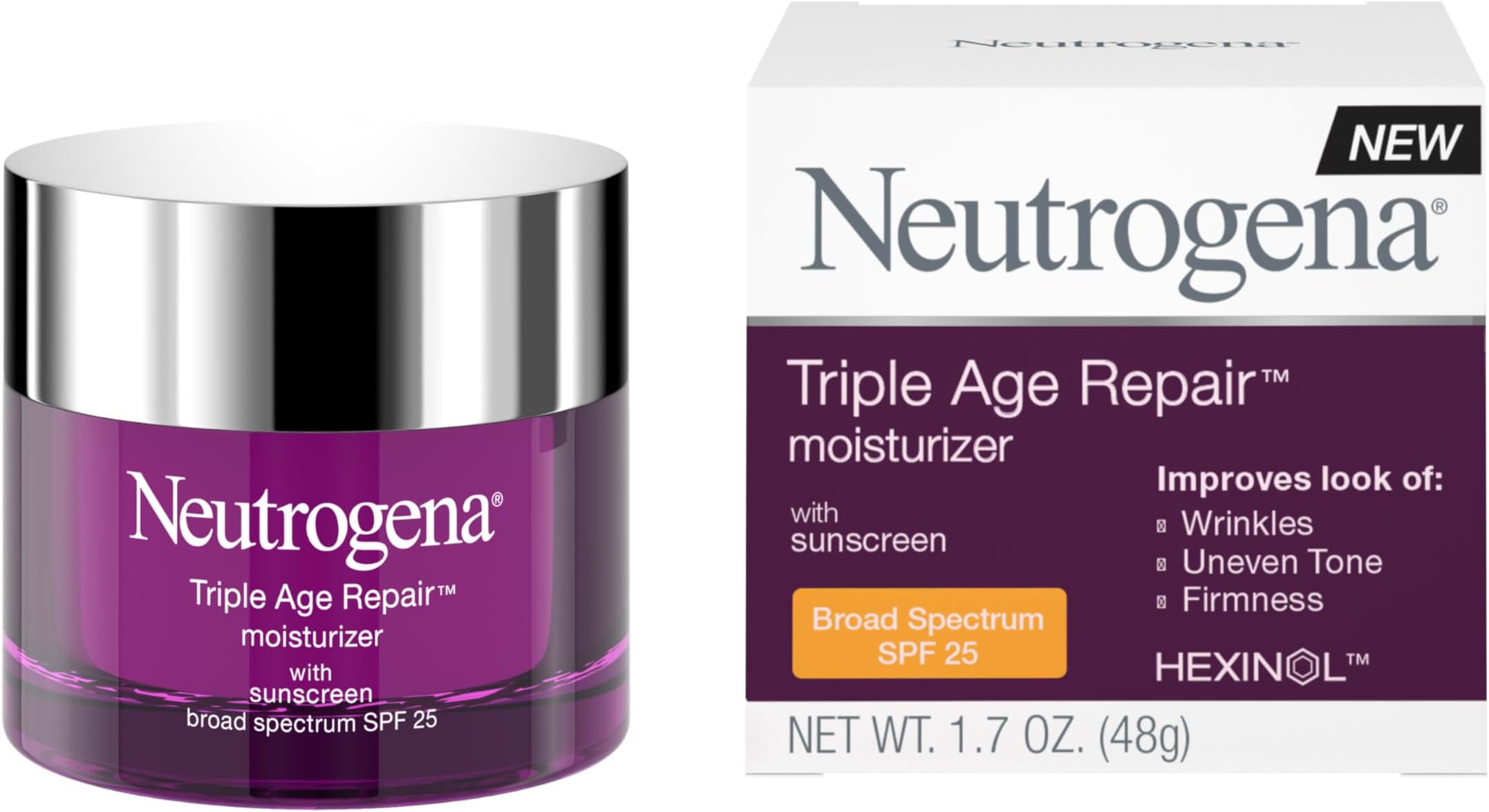 Neutrogena Triple Age Repair Anti Wrinkle Daily Facial Cream Moisturizer With Vitamin C And Spf 25, 48 G