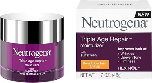 Neutrogena Triple Age Repair Face Moisturizer - with Hexinol Technology & Vitamin C, Anti-Wrinkle Face Cream with SPF 25, Visibly Reduces Wrinkles & Firms Skin, 1.7 oz