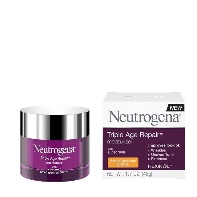 Neutrogena Triple Age Repair Face Moisturizer - with Hexinol Technology Vitamin C Anti-Wrinkle Face Cream with SPF 25