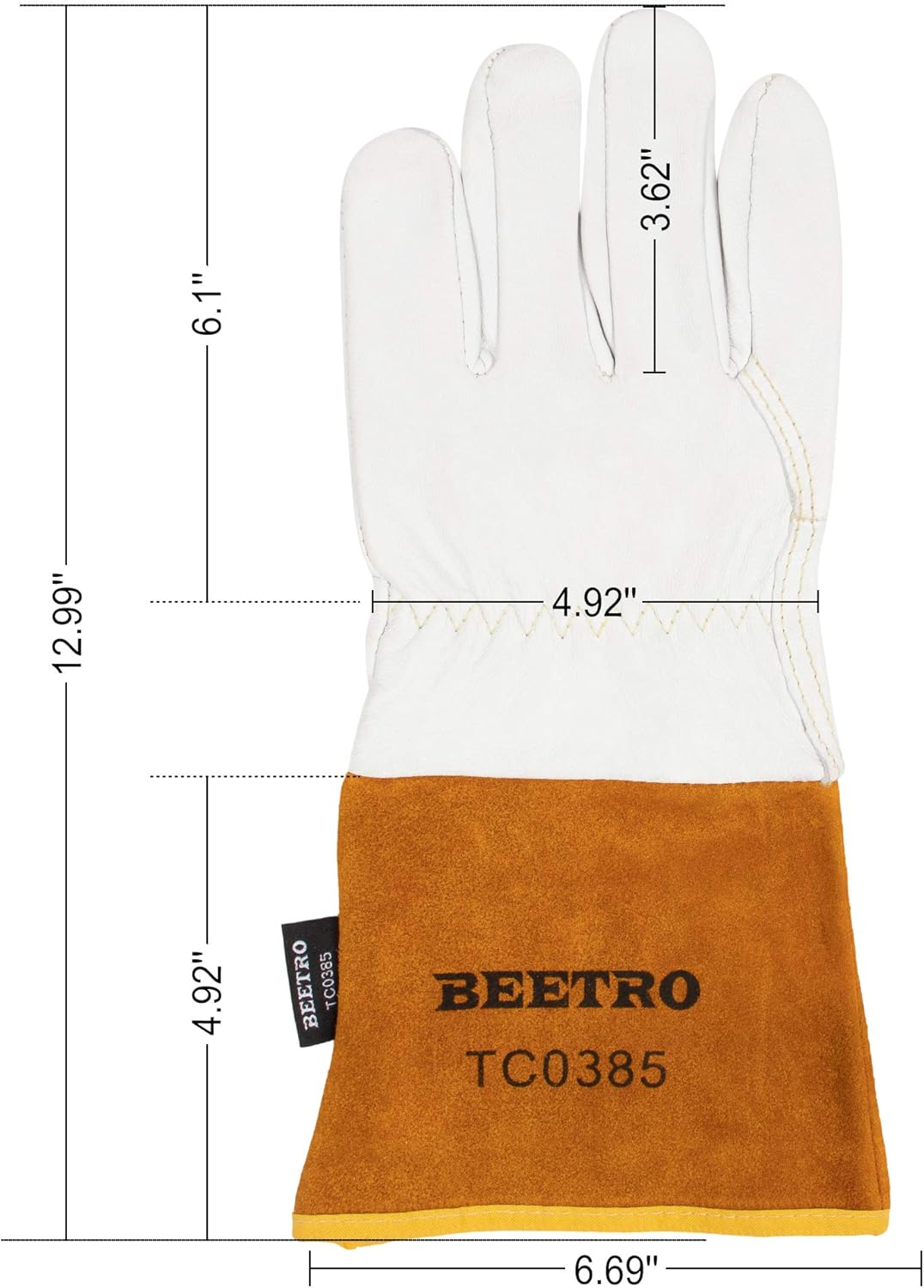 BEETRO Working Gloves 5 Pairs, Tig Welding Cowhide Split Leather, Heat/Fire Resistant BBQ/Warehouse/Heavy Duty/Animal Handling Glove, Extremely Soft and Flexible - Image 4