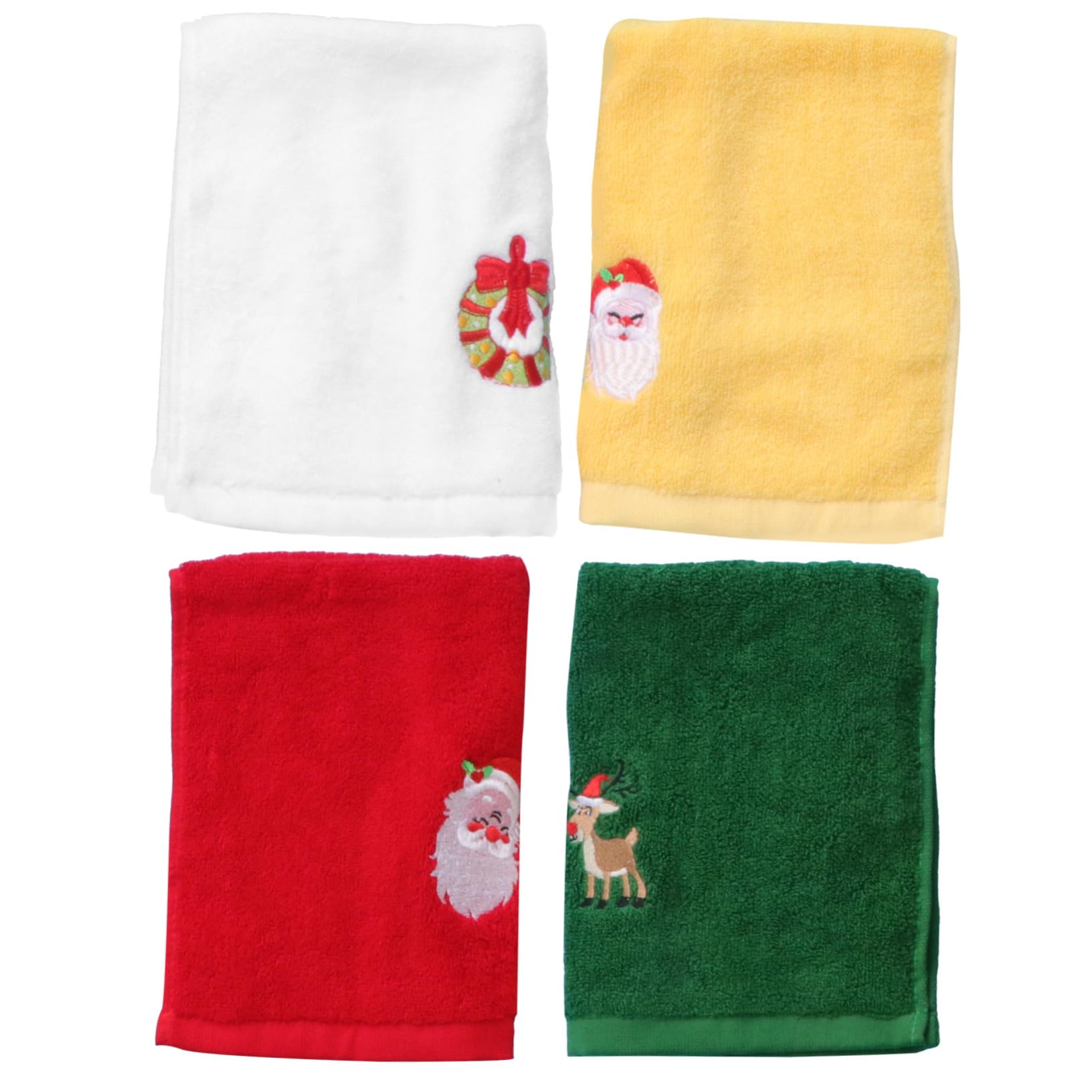 4pezzi Asciugamano Natalizio Ricamato Asciugamano Decorativo per Feste Confortevole e Resistente Morbido per Uso Quotidiano Regalo di Natale Stili multipli