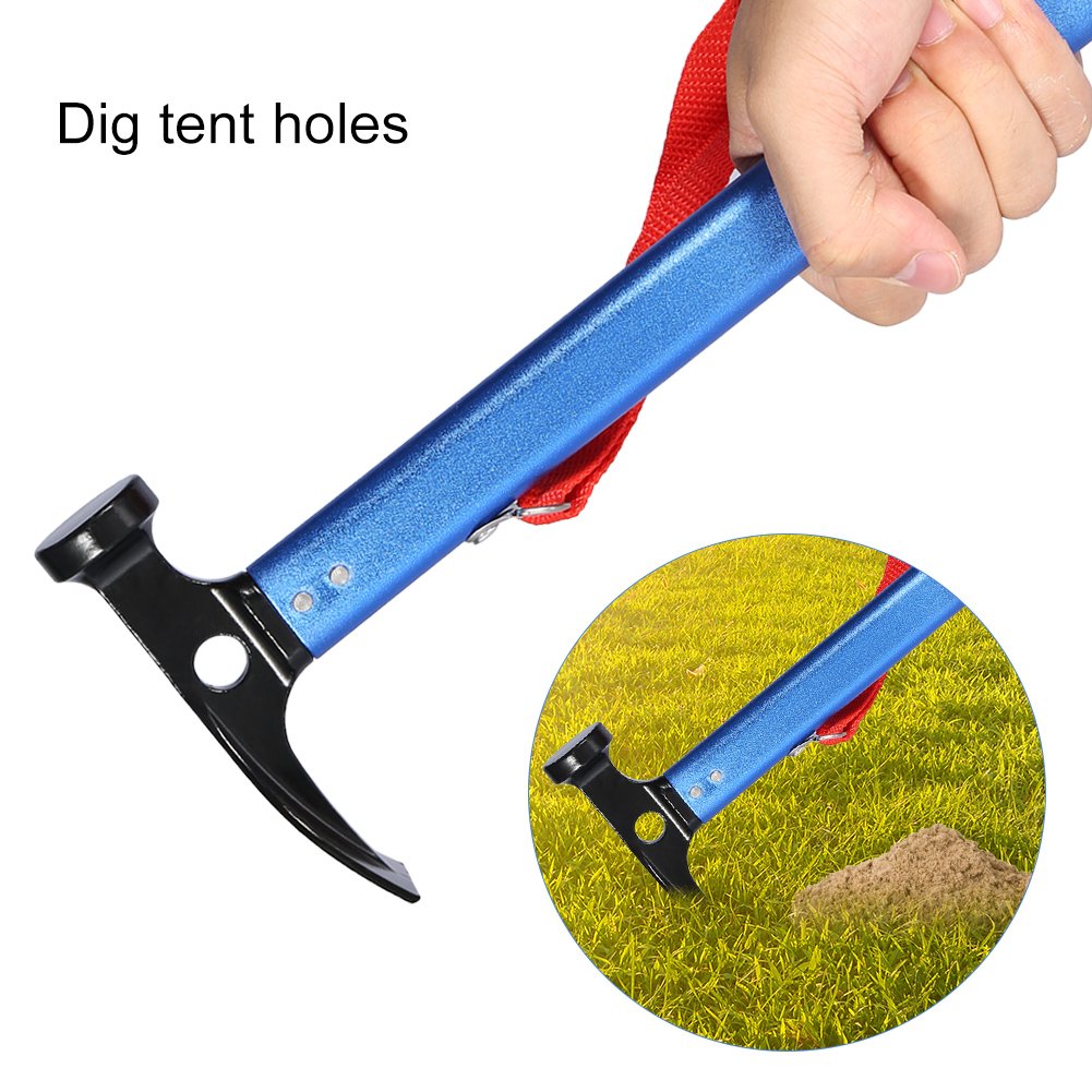 Yosoo Maillet Marteau pour Piquet De Tente Extracteur Outil Multifonctionnel Accessoire Tente pour Camping Randonnée (Couleur : Bleu)