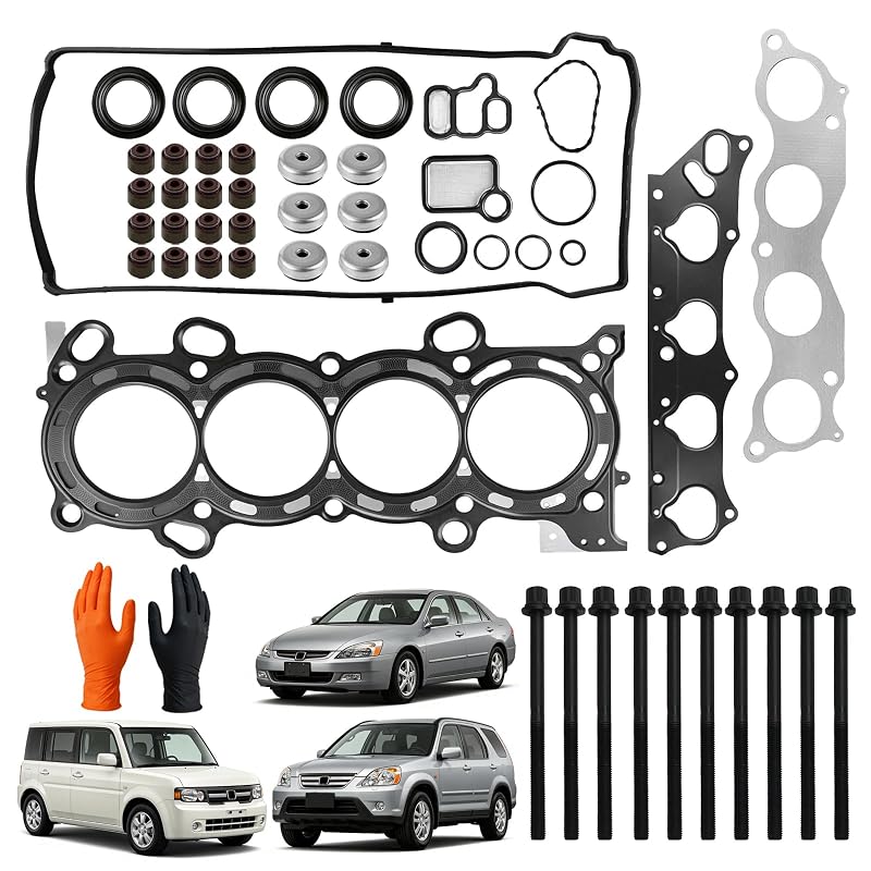 Kit de junta do cabeçote KERAIDMOTO com parafusos para Honda CR-V, Element, Accord e Acura TSX 2.4L – 1 kit