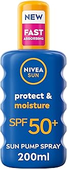Protect & Moisture Sun Spray SPF 50+ (200ml), Moisturising Suncream Spray with Vitamin C and Hyaluron, Immediate UVA/UVB Protection, Fast-Absorbing No White Cast Formula