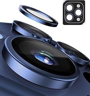 TORRAS For iPhone15pro/15ProMax カメラ保護 「元の解像度をそのまま守る」米軍MIL規格 宇宙航空材料 For iphone 15 Pro/15 Pro Max レンズカバー アンチグレア 曇り防止 黒縁取り 1セット For いphone15Pro/15ProMax カメラカバー ブルー LensGuard