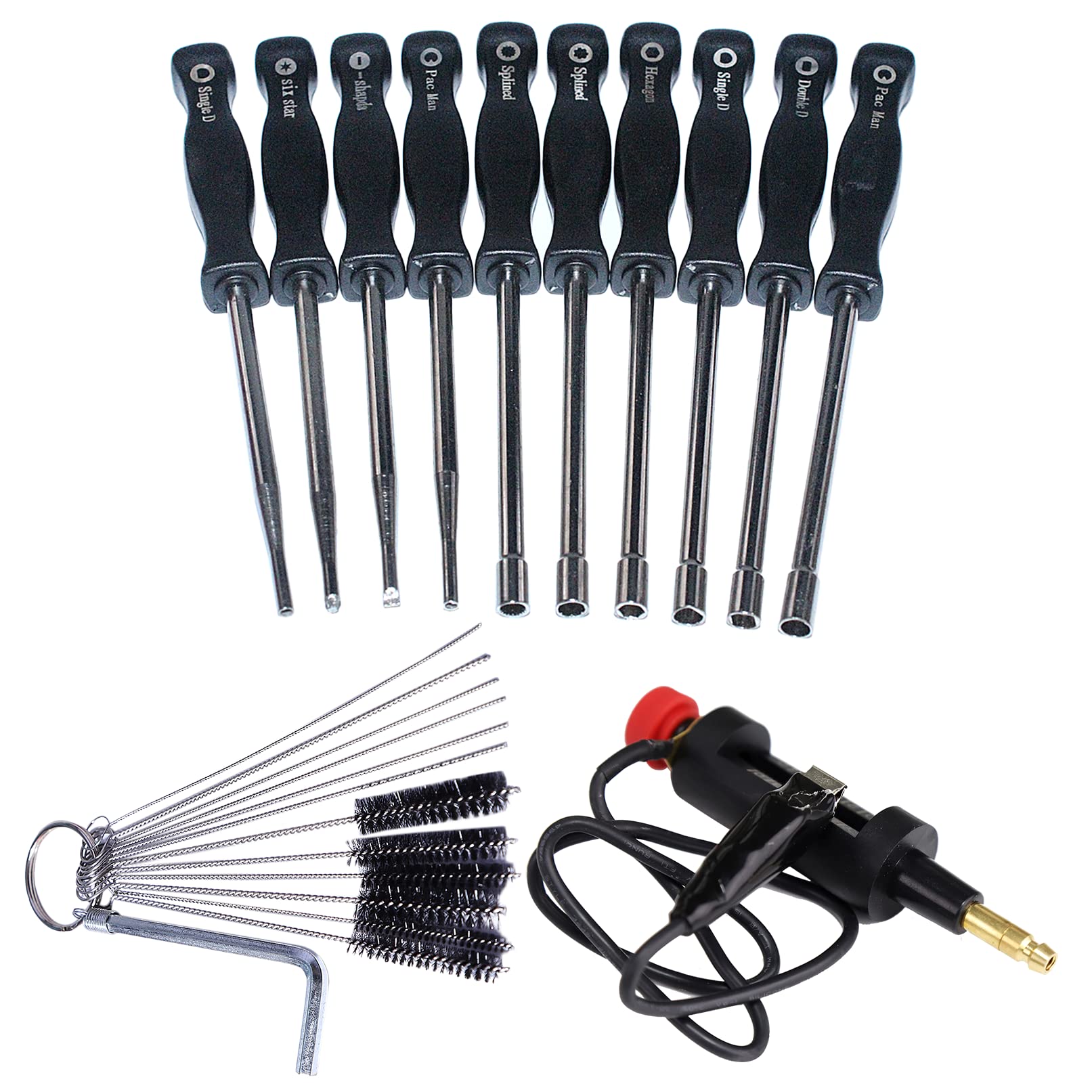 Kit Regolazione Carburatore con Tester per Candele per Stihl Husqvarna Walbro Zama, ADEFOL 10 Cacciaviti per Carburatore + Tester di Accensione + Spazzola per Pulizia + Borsa