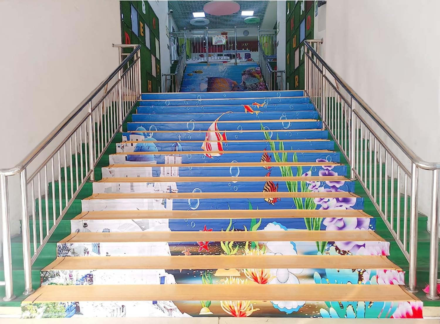 FLFK Custom Stair Stickers-Custom Stair Riser Decals Peel and Stick Szie and Pattern