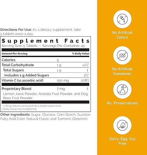 Miniatura 6 de Umeken C-Balance - Masticables de vitamina C, extracto de acerola y limón, apoyo inmunológico de alta potencia para adultos y niños, 2.28 oz