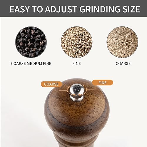 Miniatura 6 de Juego de 2 molinillo de pimienta de madera, molinillo de sal y pimienta de 10 pulgadas, molinillo de pimienta, salero con rotor de cerámica
