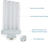 Vista 5 de Tubo de luz fluorescente, bombilla base de 4 pines, 27 vatios, 3000 K, luz a 1500 lúmenes, (paquete de 3)