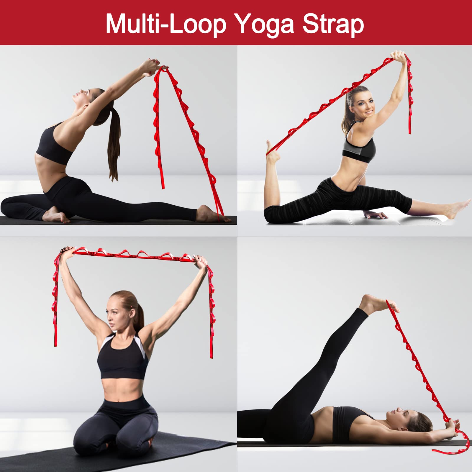 Danskin Yoga Hamaca Extensión Correa, 23KN Fuerte Escalada Sling, 110cm / 180cm Daisy Chains - Ajustable Nylon Yoga Ejercicio Correas para Estiramiento, Pilates, Fitness