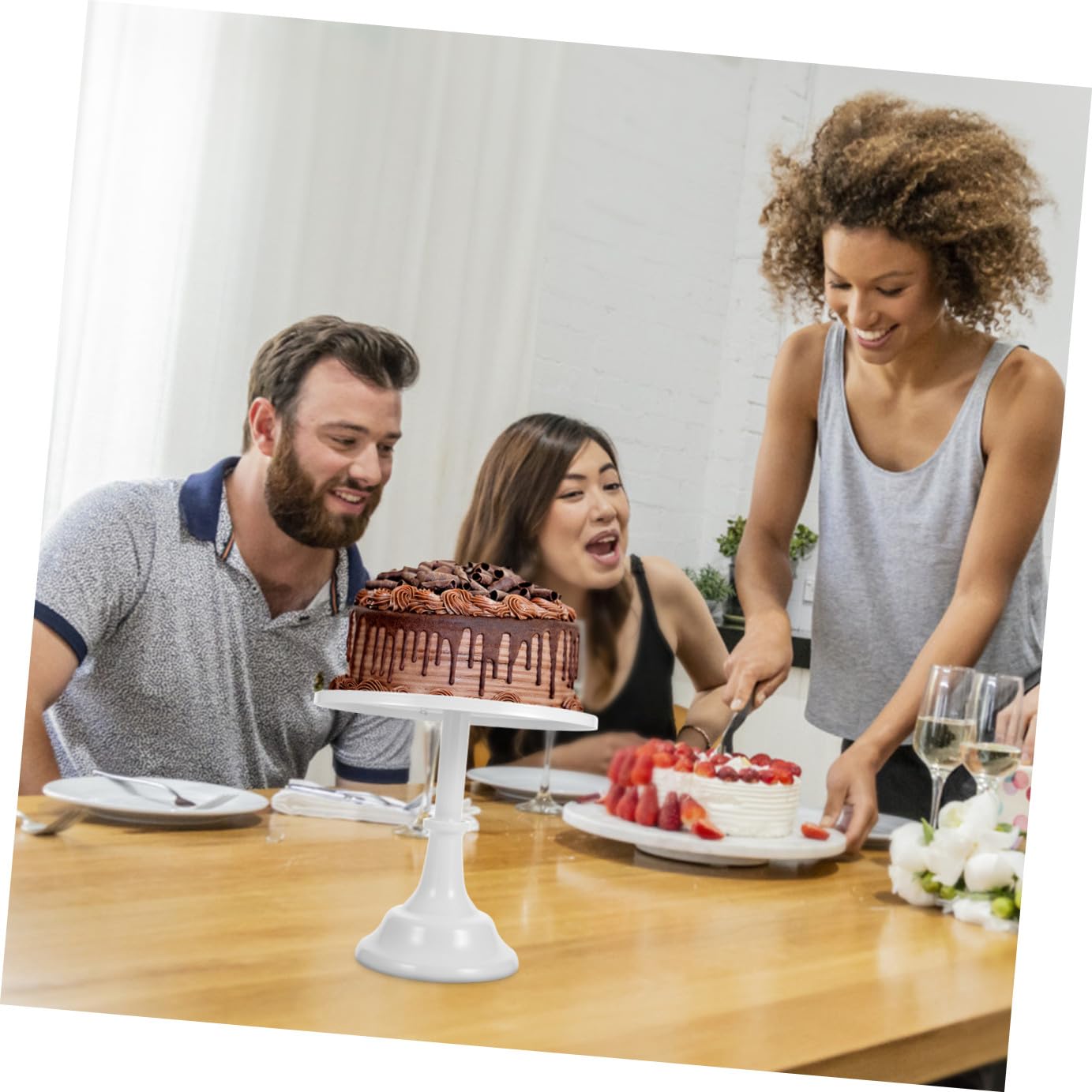 COLLBATH Alzatina per Dolci Rotonda in Ferro Stile Europeo per Feste | Vassoio da Portata Bianco, Capienza Ampia, per Compleanni e Party, Supporto Decorativo per Dessert