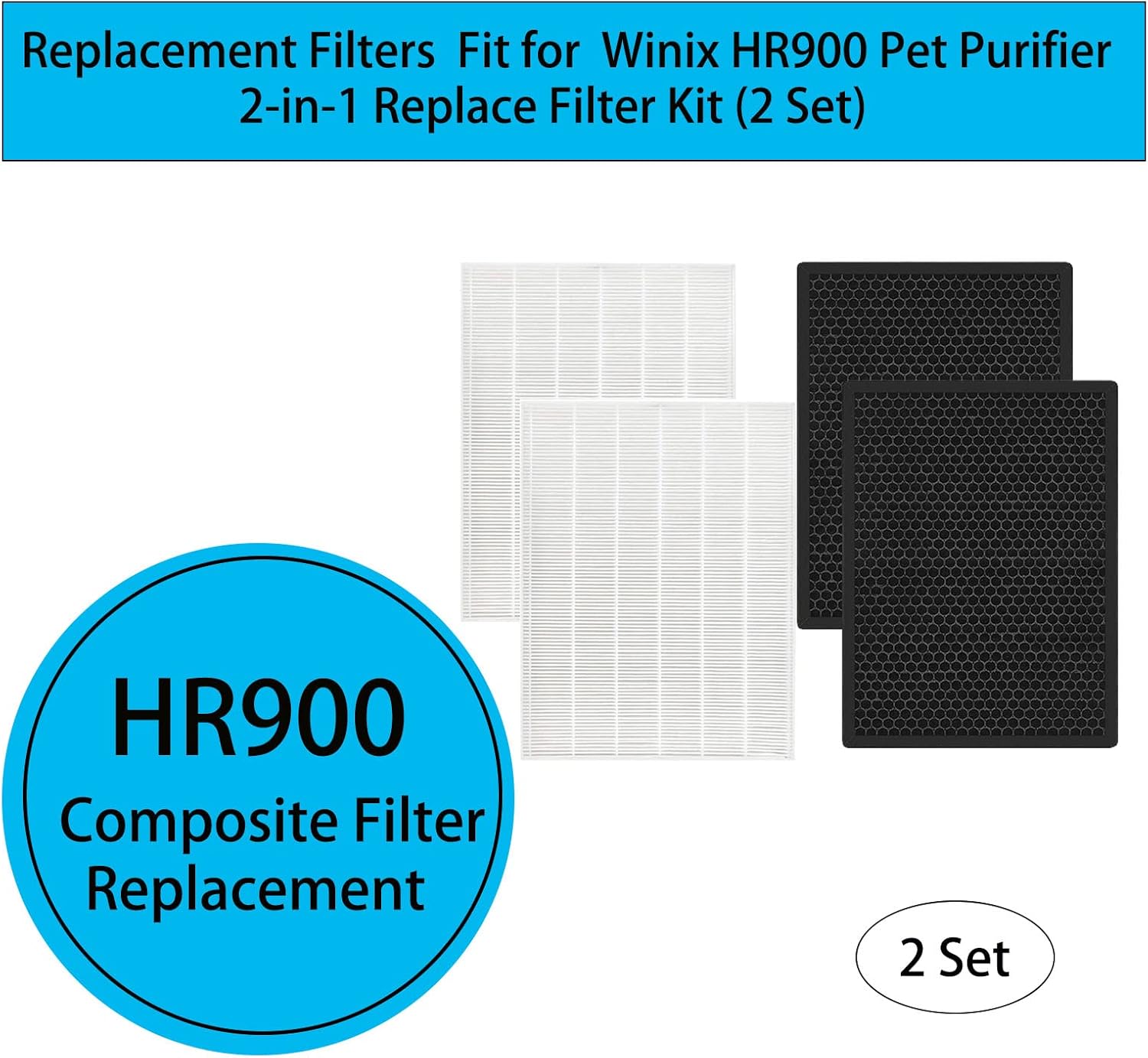 HR900 Replacement Filters Kit for Winix HR900 Pet Air Purifier Replace Part 1712-0093-00 Filter T and 1712-0094-00 Filter U, 2 Set - Image 3