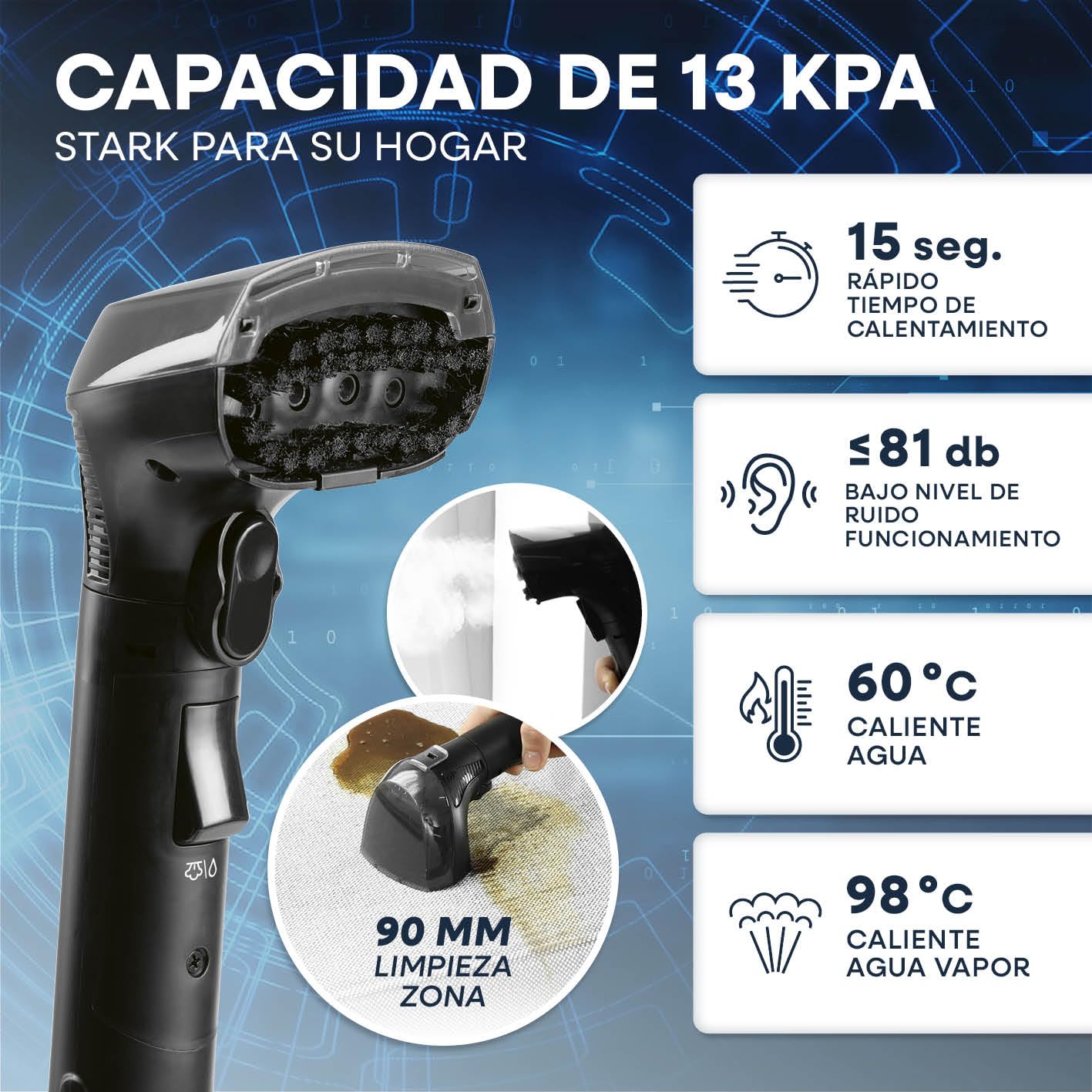 CLEANmaxx Limpiador de tapicería y alfombras Pro Steam | 3 en 1: limpiador de tapicería, limpiador de puntos, limpiador de manchas con tecnología de agua caliente y vapor para alfombras, coches