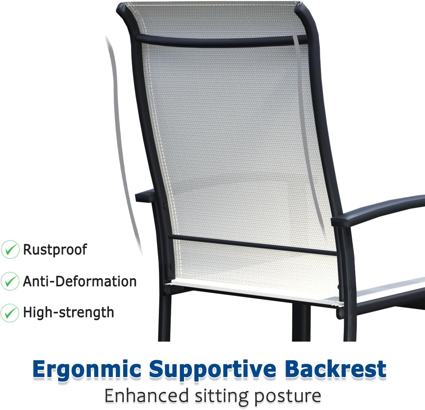 Patio Chairs Set of 8, Outdoor Chairs for Patio with High Back, Metal Outdoor Dining Chair with Armrest for Lawn Deck Garden Balcony Porch Backyard, Oyster Beige