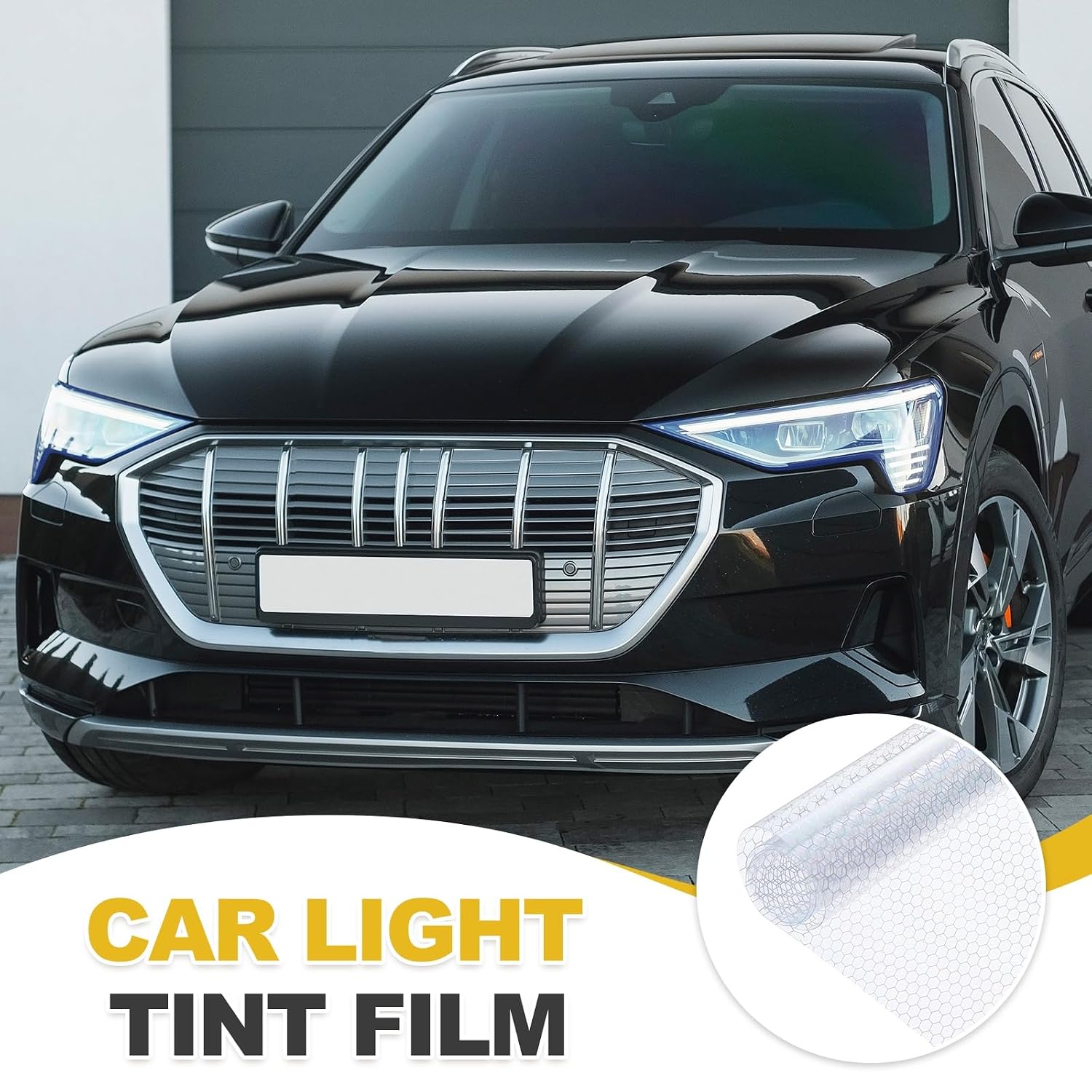 PATIKIL 12"x 20" Car Light Tint Film, Vehicle Headlight Brake Fog Light Self-Adhesive Honeycomb Tint Film Sticker Sheet Roll for Cars Trucks RV SUV, Clear
