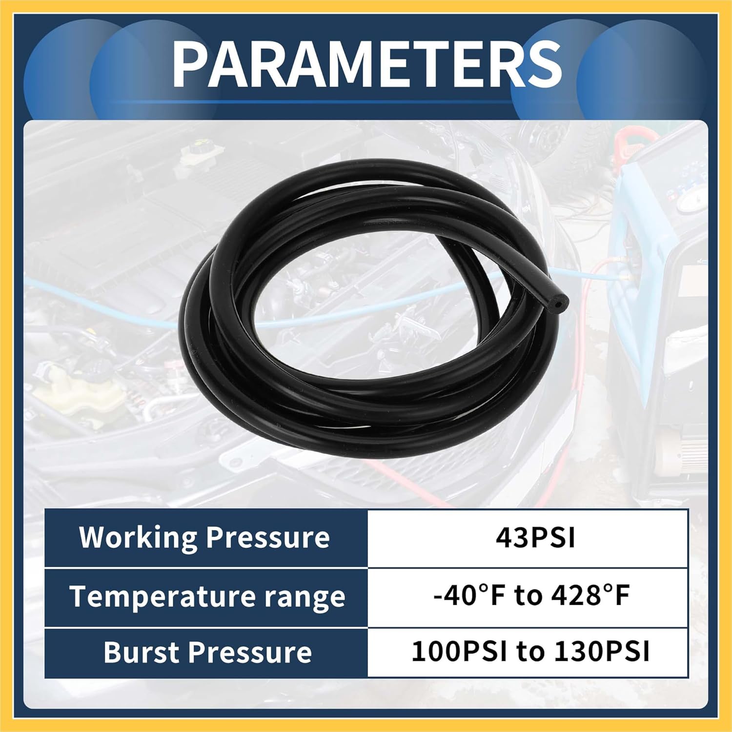 Silicone Vacuum Tubing Hose Engine 5.5FT 1/16" 2mm ID 2.5mm Thickness for Ford Automotive Vacuum Line Silicone Black High Temperature Auto Replacement Parts