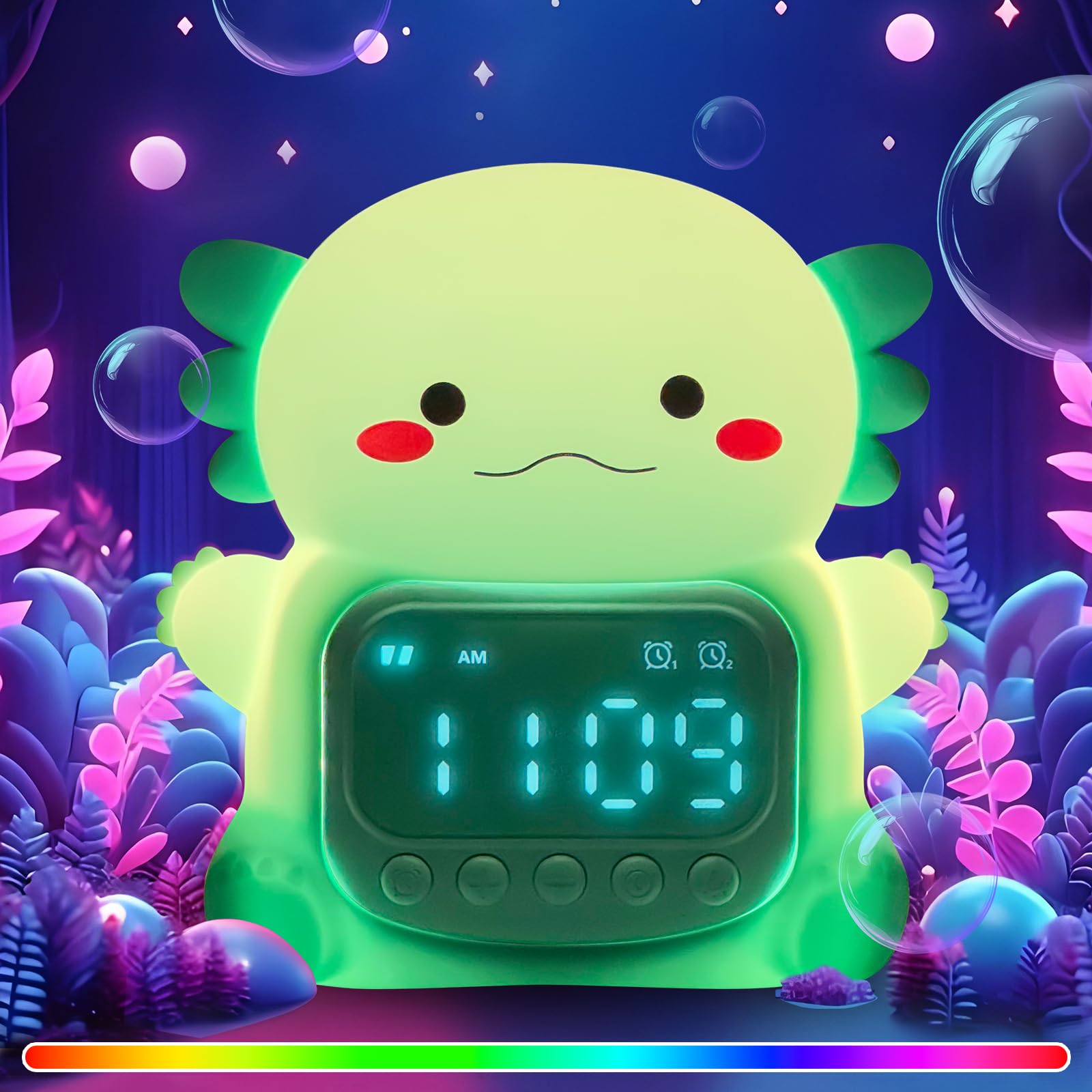 Amazon.com: Aokpsrt Axolotl Alarm Clock with Night Light for Kids