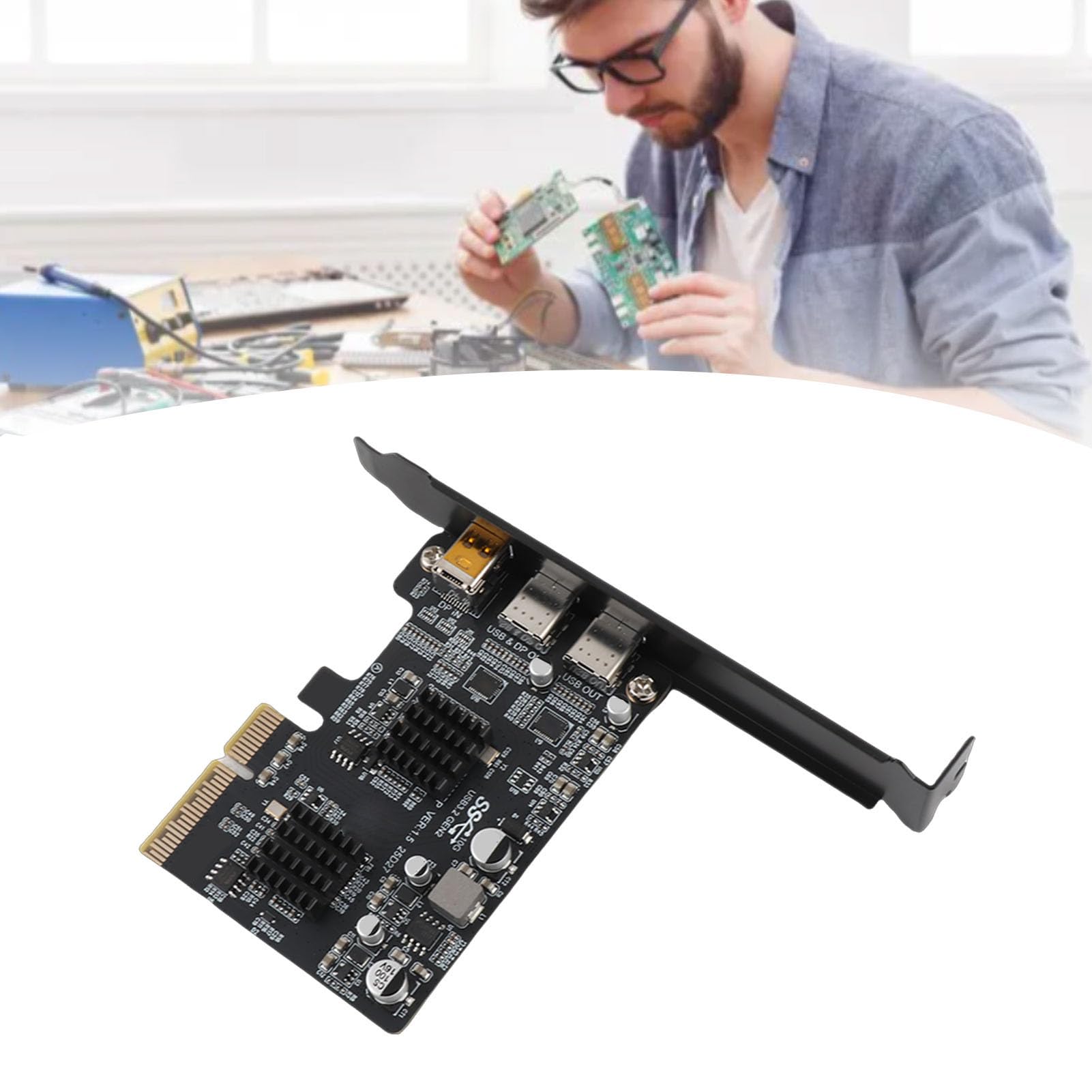 Alomejor Karta rozszerzeń 10G Type-C USB 3.0 do Komputerów Stacjonarnych Bezproblemowa Transmisja Sygnału z obsługą Wideo DisplayPort i Wieloma Opcjami łączności