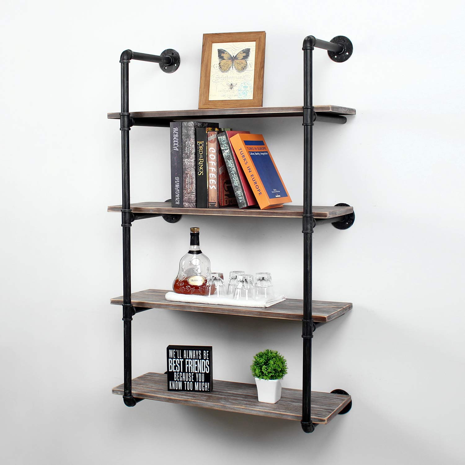 Hanging Bookshelf, Wall Mounted Shelving, Floating Bookshelf, Reclaimed