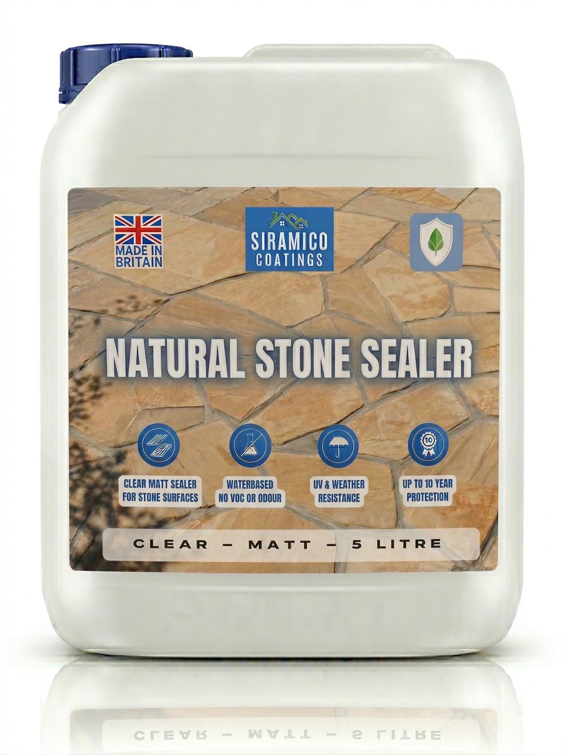 Siramico Coatings Clear Natural Stone Sealer I 5 Litres I Water-Based Stone Impregnator & Sealant I Breathable Patio Sealer For Sandstone, Limestone, Granite, Slate & Concrete I Covers 50M²
