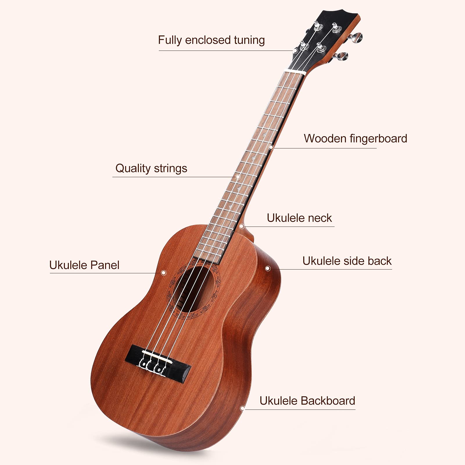 Ukulele 26 Pollici Imitazione Wood Ukulele 4-String Portable Kids Guitar Ukelele Mini Chitars Pick Strumenti A Corda
