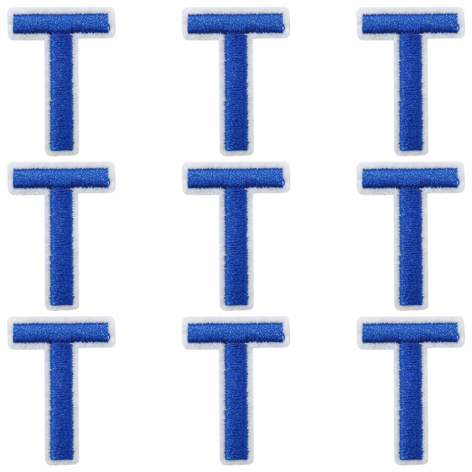 9PCS Iron on Letter Patches, Blue Letter T Patches Embroidered Letter Patch for Clothing, Jeans, Hats, T-Shirts, Backpacks, Etc. (Blue-T)