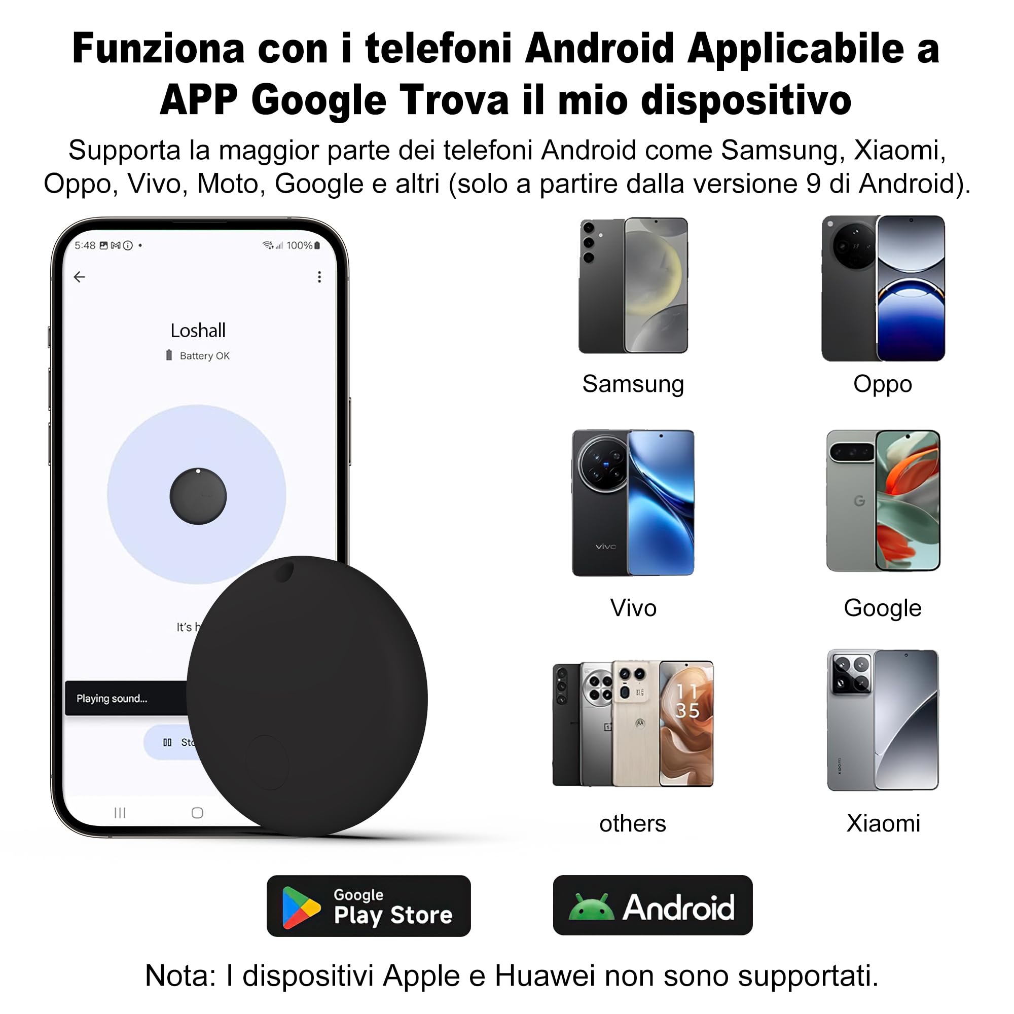 Air Tracker Android Smart Tag Bluetooth Tracker per chiavi bagagli zaini borse nero Confezione da 4